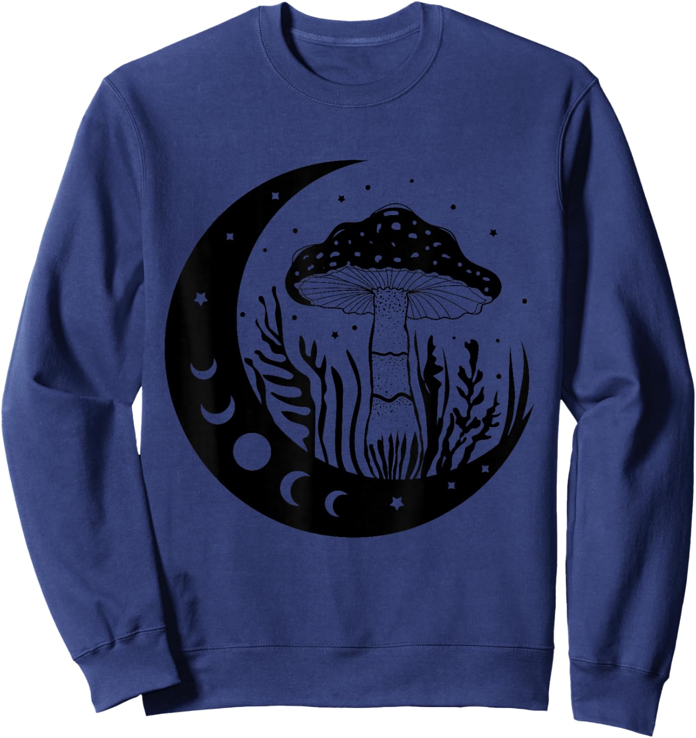 Mycology Mushroom Hunter Foraging Moon Phases Mycologist Sweatshirt - Sweatshirt | Navy