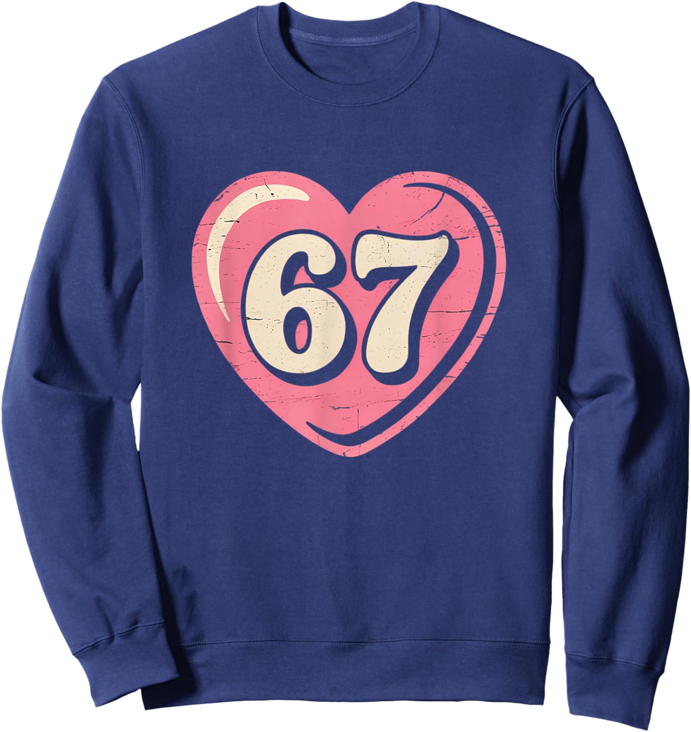 6 7 Meme Heart Gen Alpha Six Seven 67 Valentines Kids Girls Sweatshirt - Sweatshirt | Navy