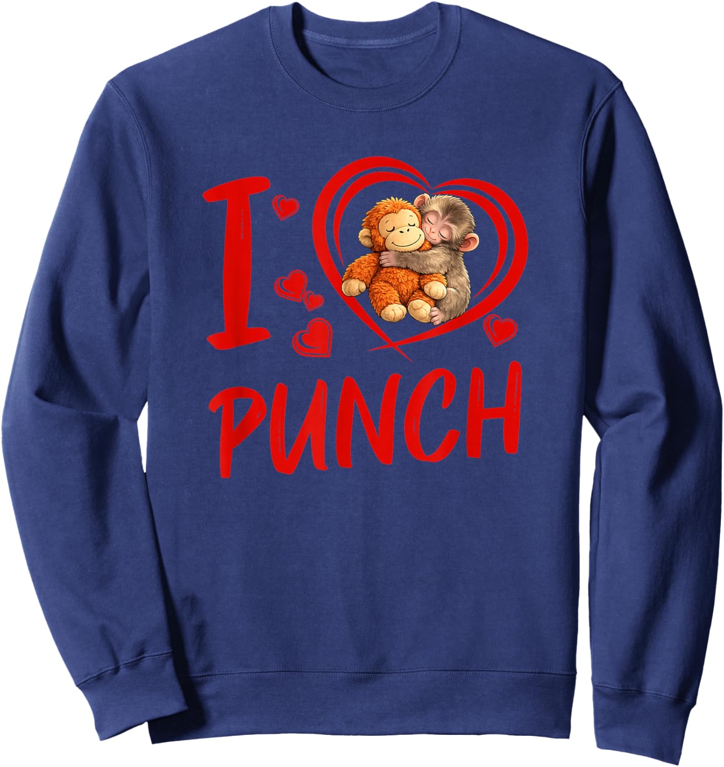 Punch The Monkey Baby Punch Baby Monkey Love Design Sweatshirt - Sweatshirt | Navy