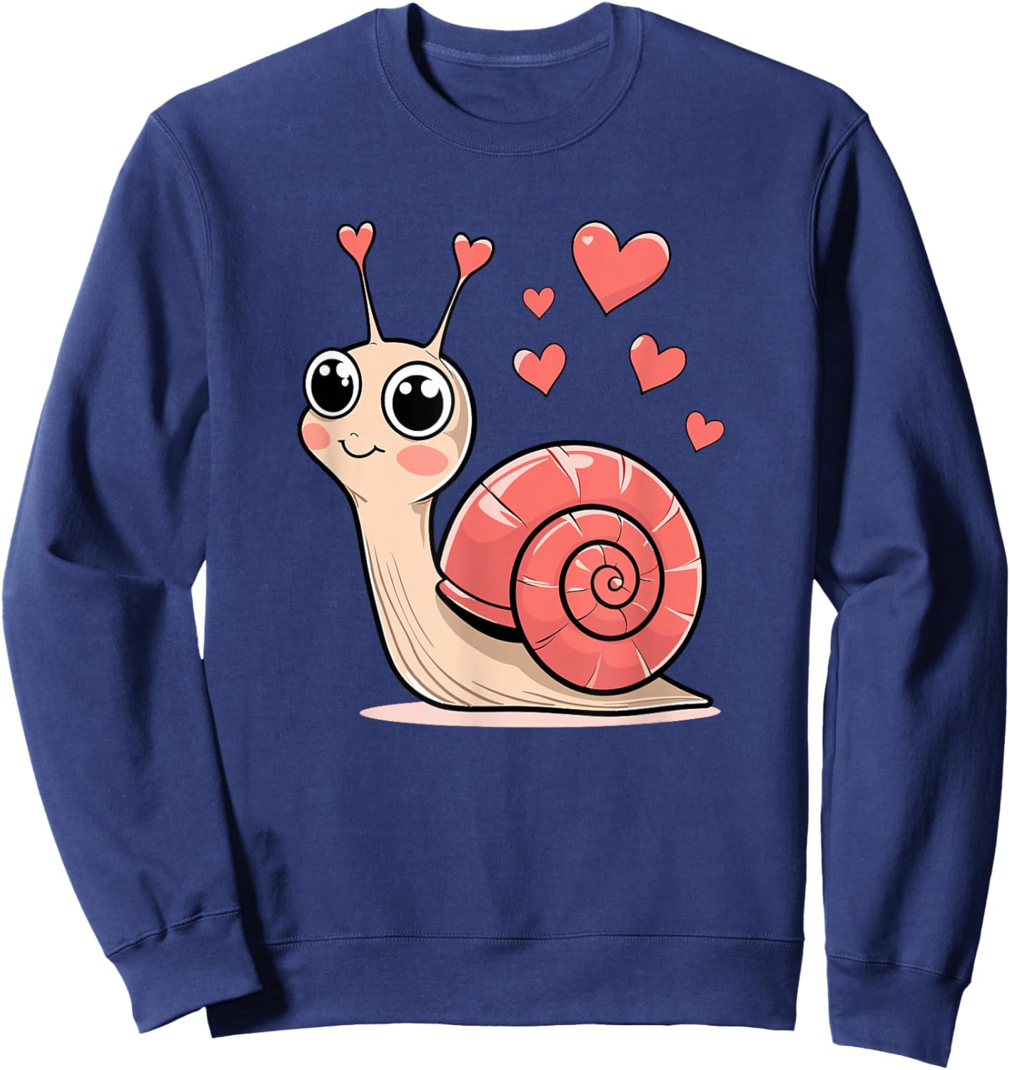 Adorable Love Snail with Hearts Kawaii Valentine Romance Sweatshirt - Sweatshirt | Navy