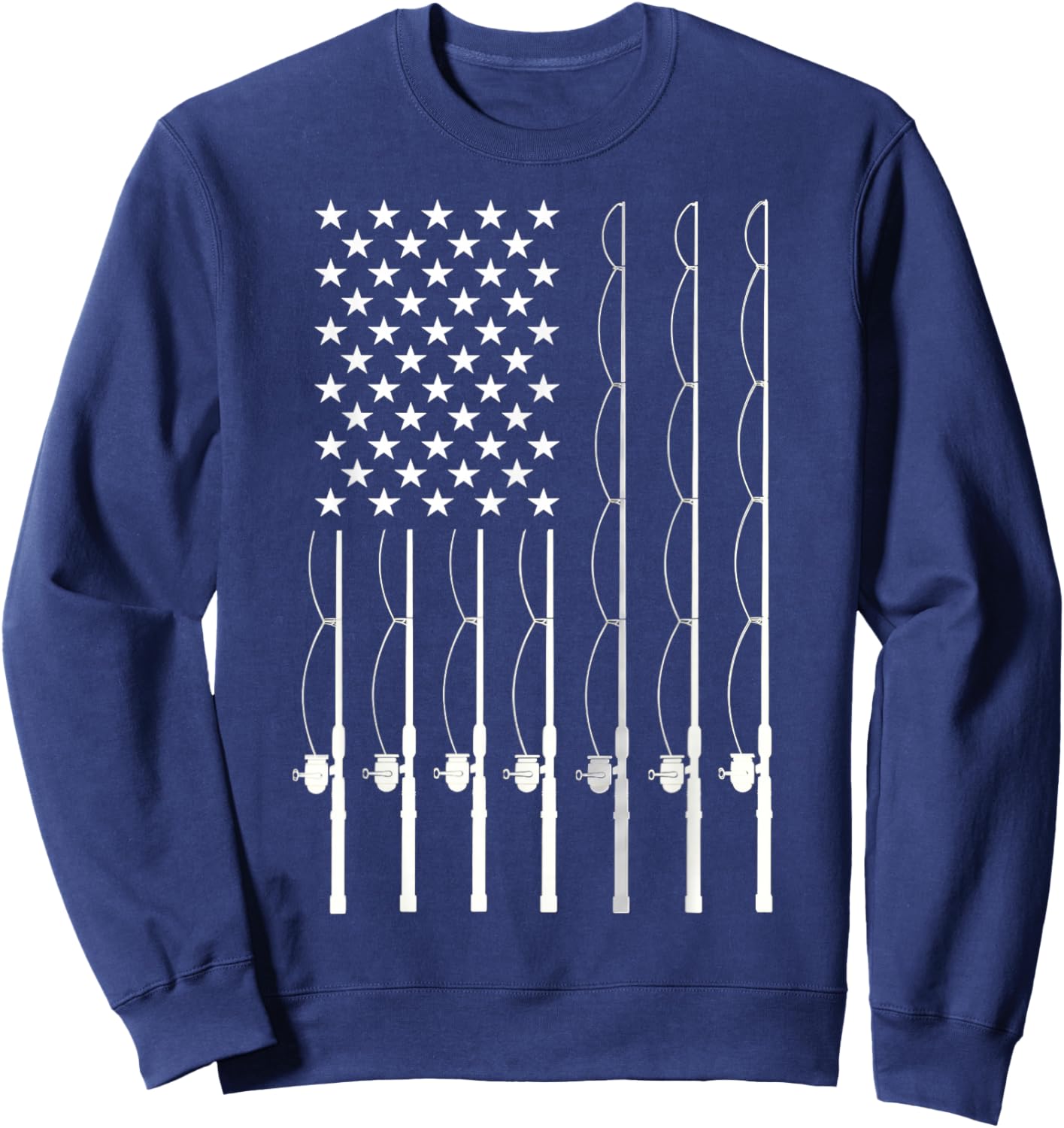 American Flag Fishing Lovers Fishing Dad Sweatshirt - Sweatshirt | Navy