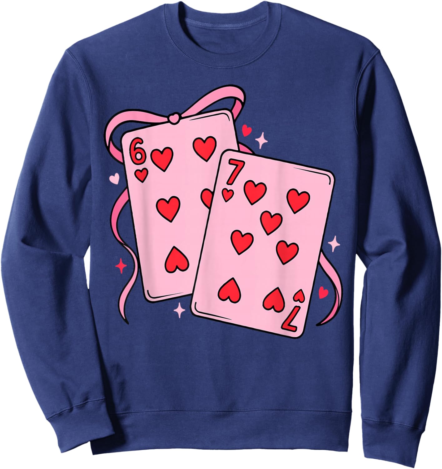 Playing Card Valentine’s Day 67 Preppy Six Seven 67 Meme Sweatshirt - Sweatshirt | Navy