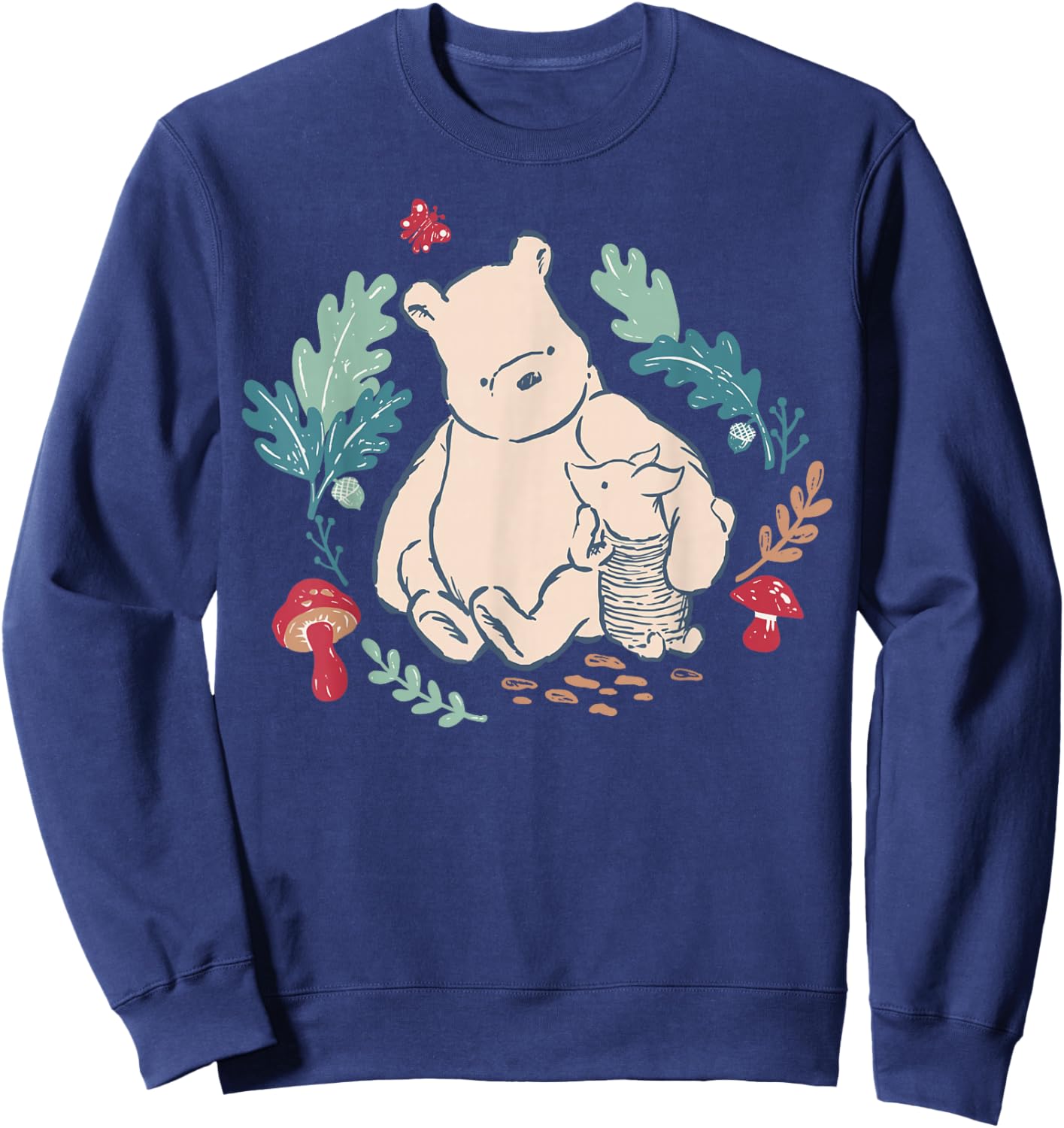 Disney Winnie The Pooh Classic Illustration Piglet and Pooh Sweatshirt - Sweatshirt | Navy