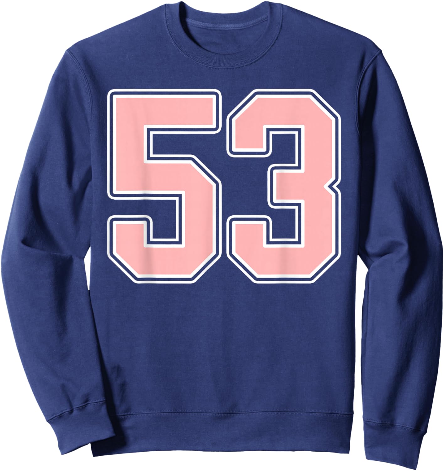 Cute Pink and White Number 53 Jersey Player Uniform #53 Fan Sweatshirt - Sweatshirt | Navy