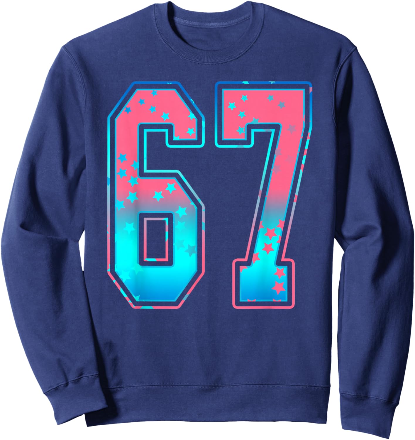 Pink and Cyan Blue Number 67 Jersey Player Uniform #67 Fan Sweatshirt - Sweatshirt | Navy