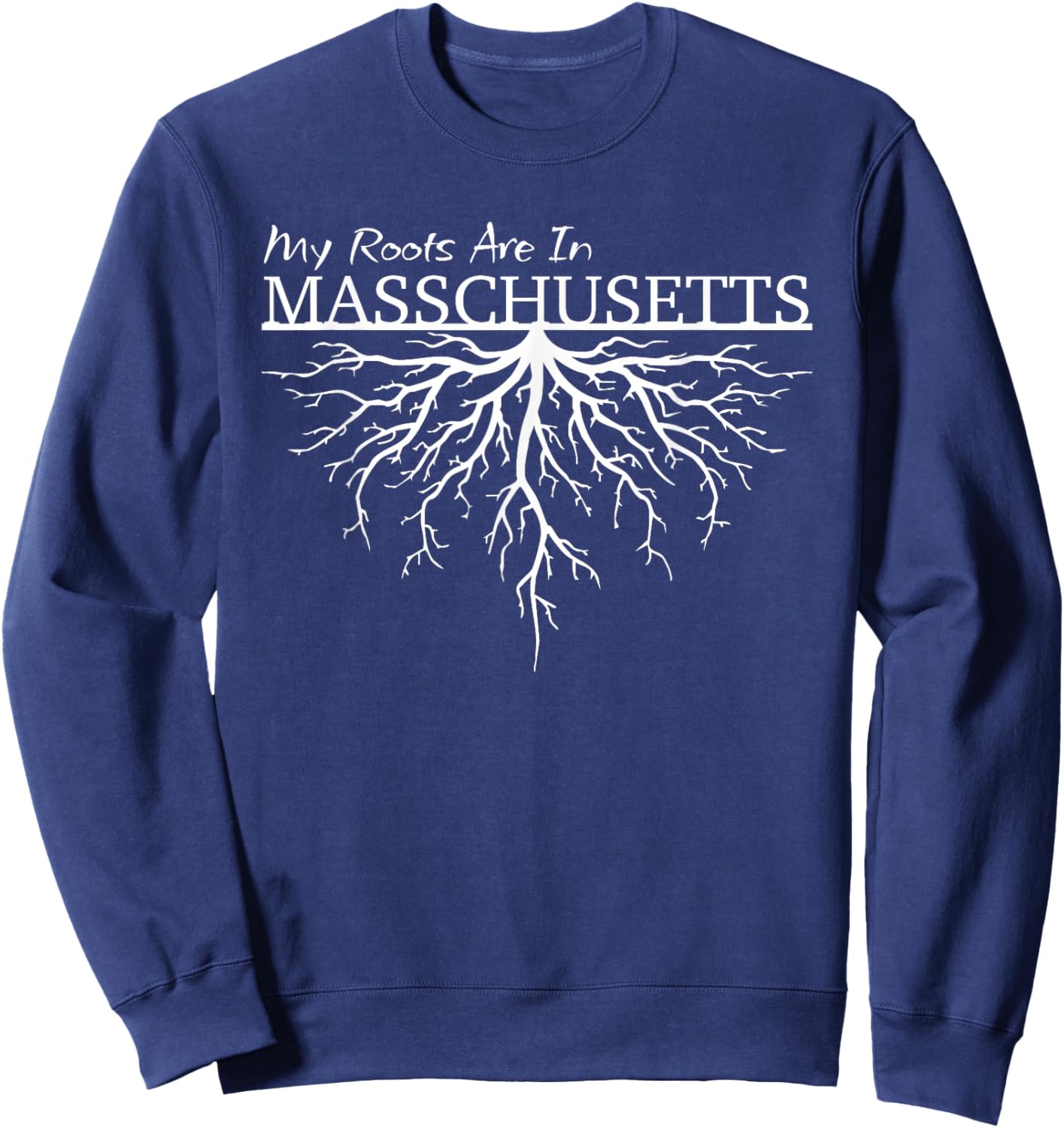 My Roots are in Massachusetts State Pride Tree Sweatshirt - Sweatshirt | Navy