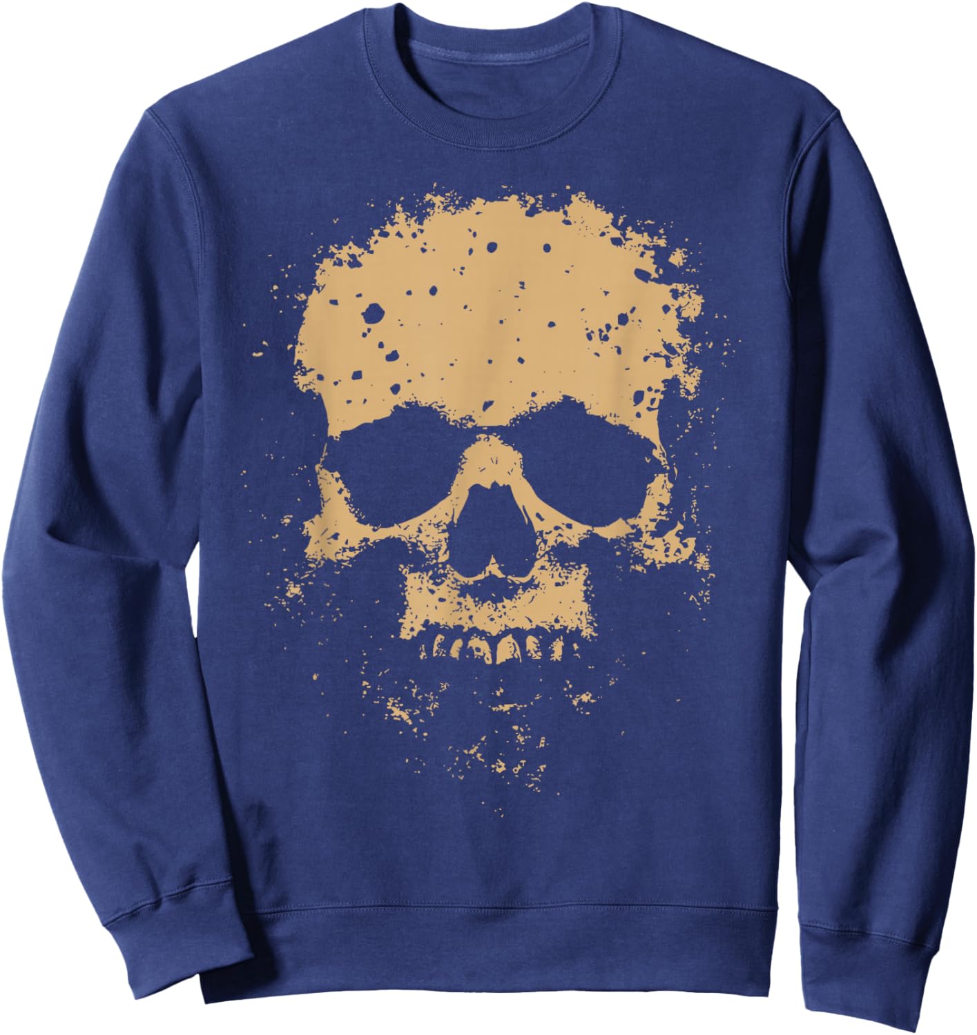 Big Skull Only Graphic Grunge Distressed Vintage Rugged Sweatshirt - Sweatshirt | Navy