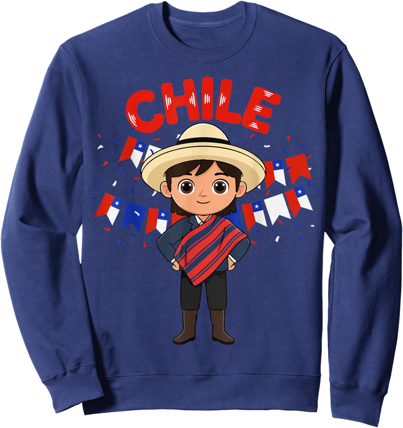 Chile Chilean Boy Traditional Outfit Wear Flag Heritage Sweatshirt - Sweatshirt | Navy