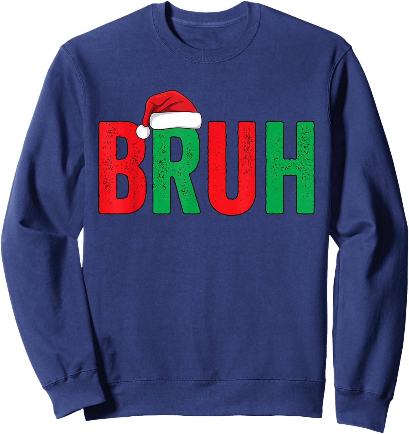 Merry Christmas Bruh Funny Santa Claus Retro Men Women Kids Sweatshirt - Sweatshirt | Navy