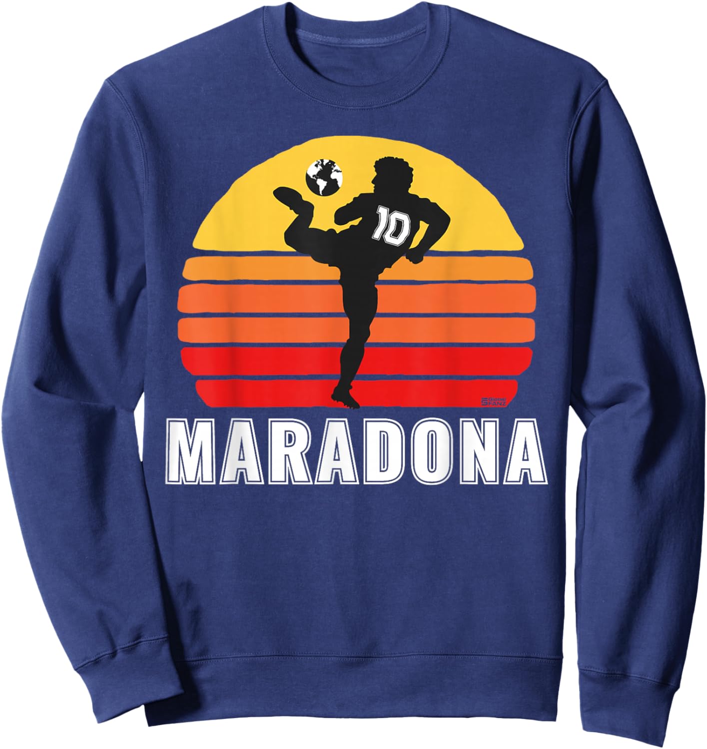 Diego Maradona Taquito Football Move #10 Soccer 80s Sunset Sweatshirt - Sweatshirt | Navy