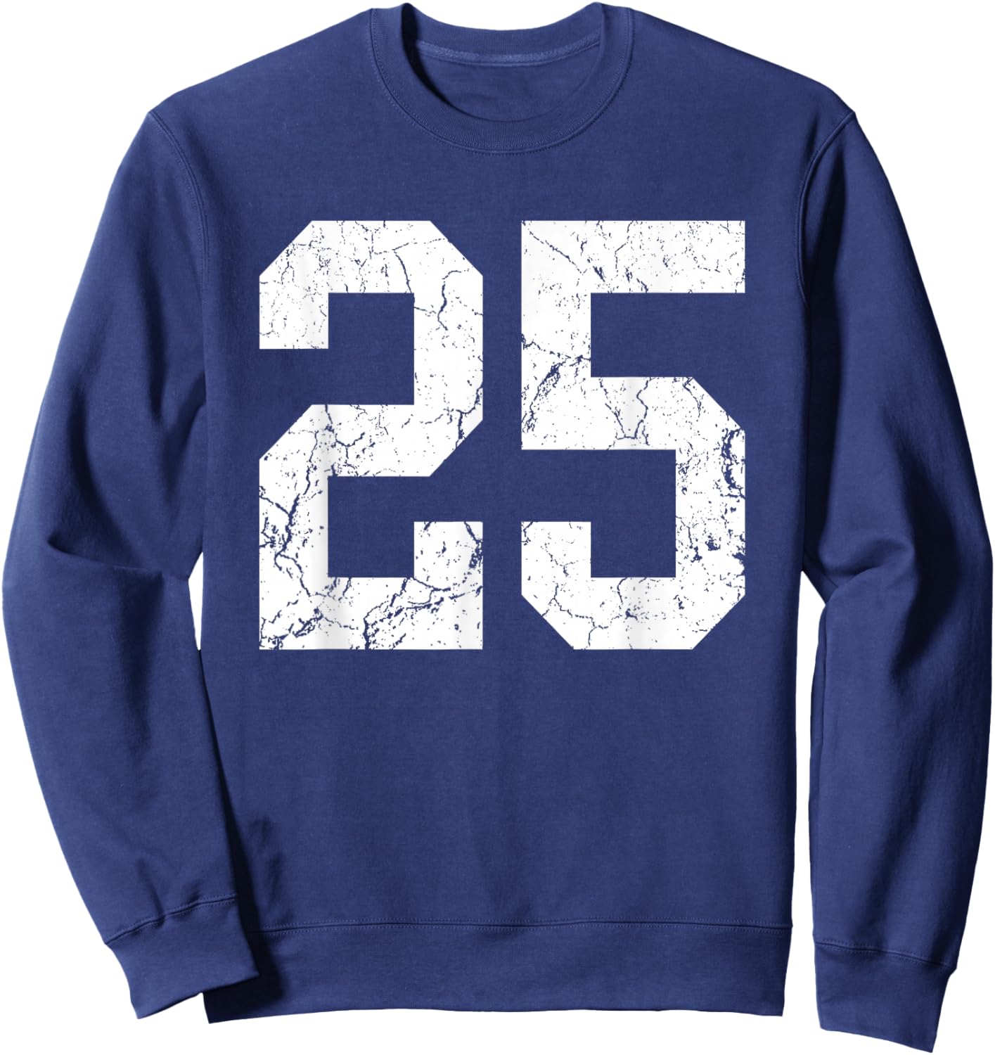 Distressed White Number 25 Jersey Player Uniform #25 Sweatshirt - Sweatshirt | Navy