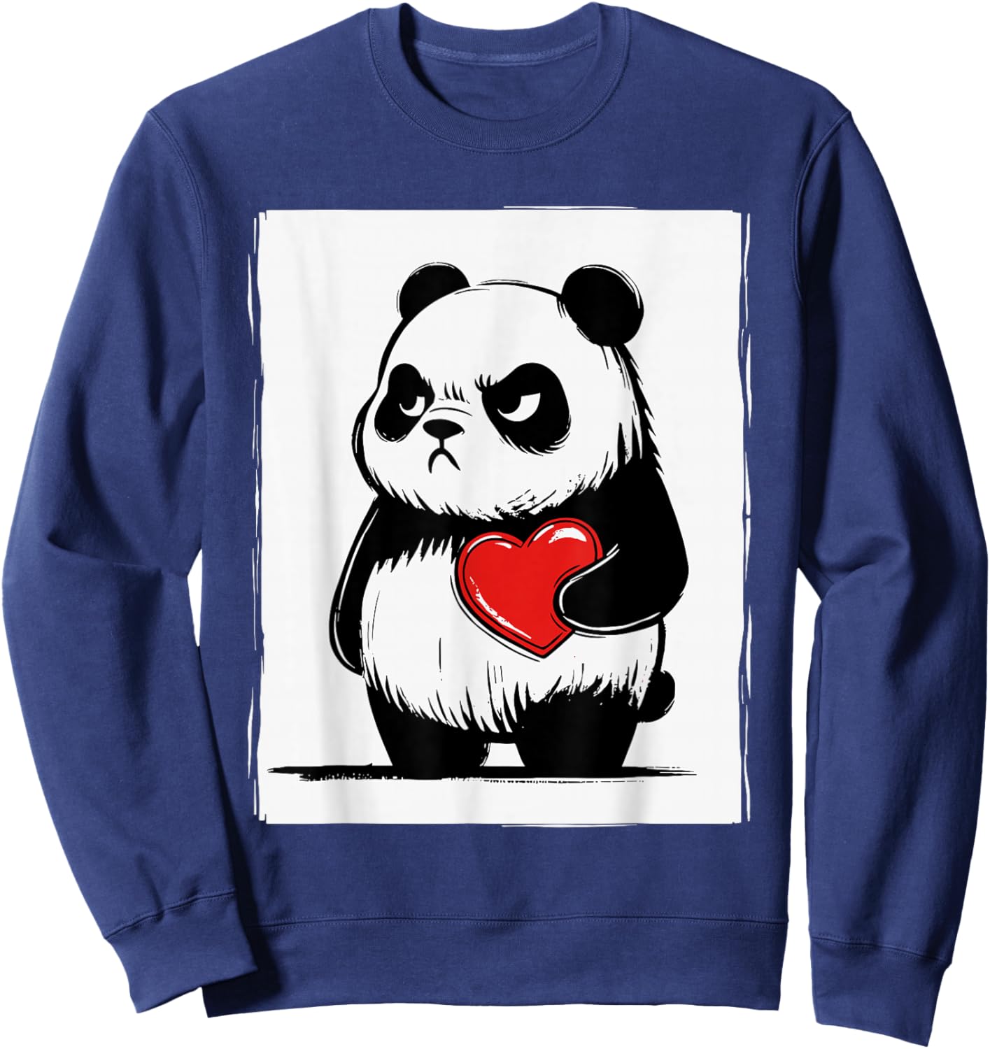Grumpy Panda Bruh Men Women Teens Kids Funny St. Valentine's Sweatshirt - Sweatshirt | Navy