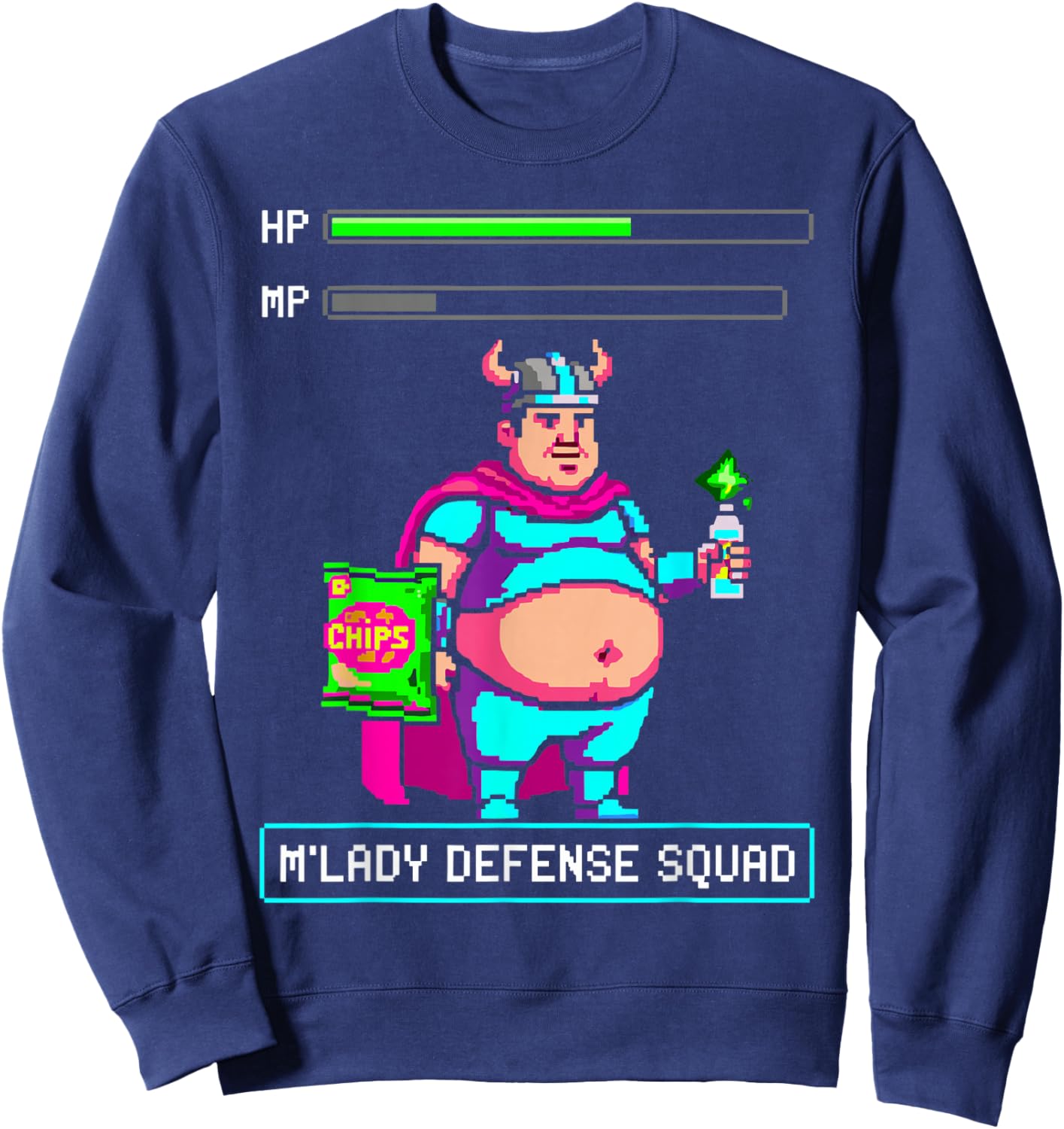 Gamer Neckbeard Meme Enthusiast M'lady Defense Squad Sweatshirt - Sweatshirt | Navy