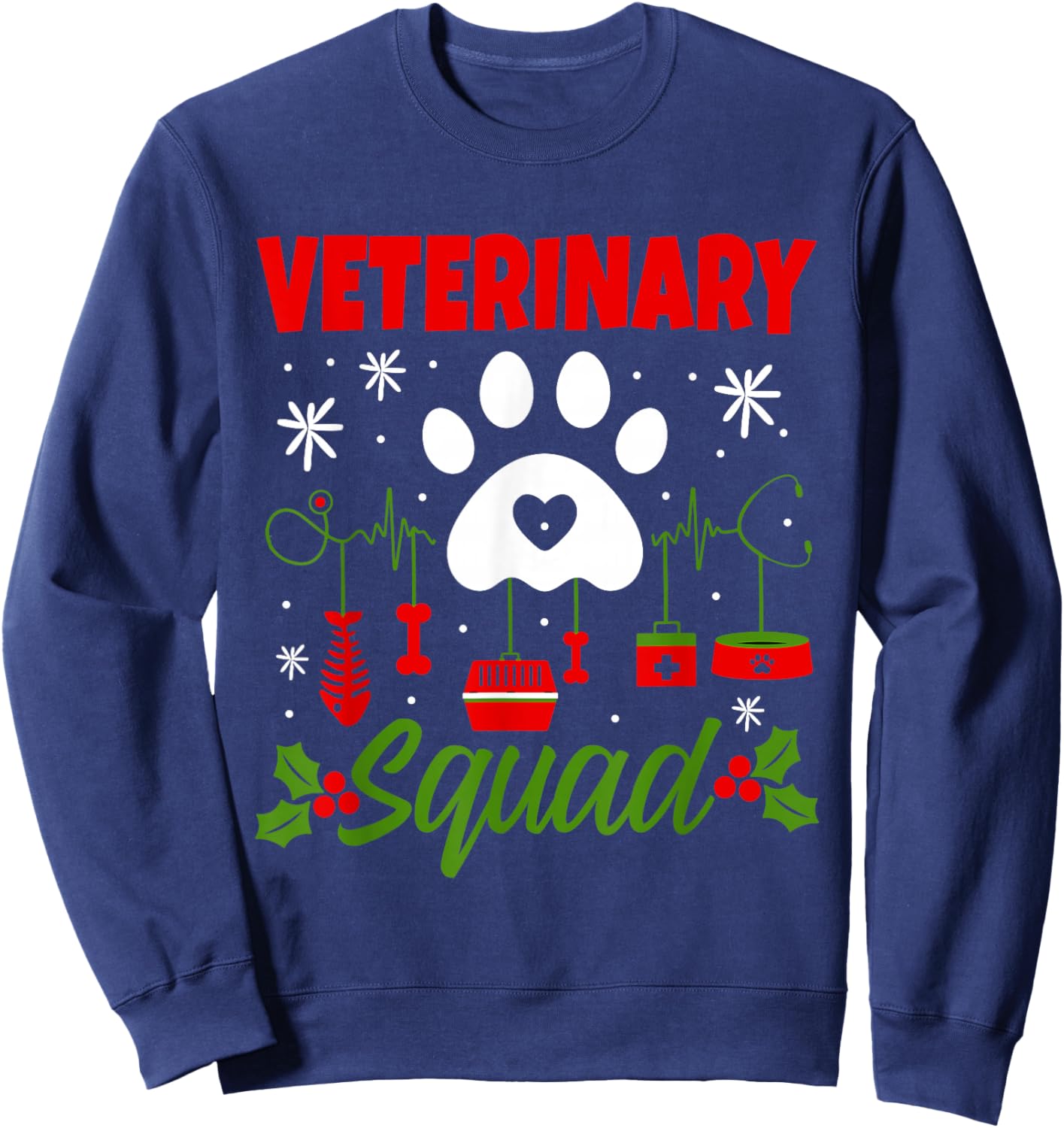 Veterinary Squad Christmas Vet Crew Tech Matching Holiday Sweatshirt - Sweatshirt | Navy