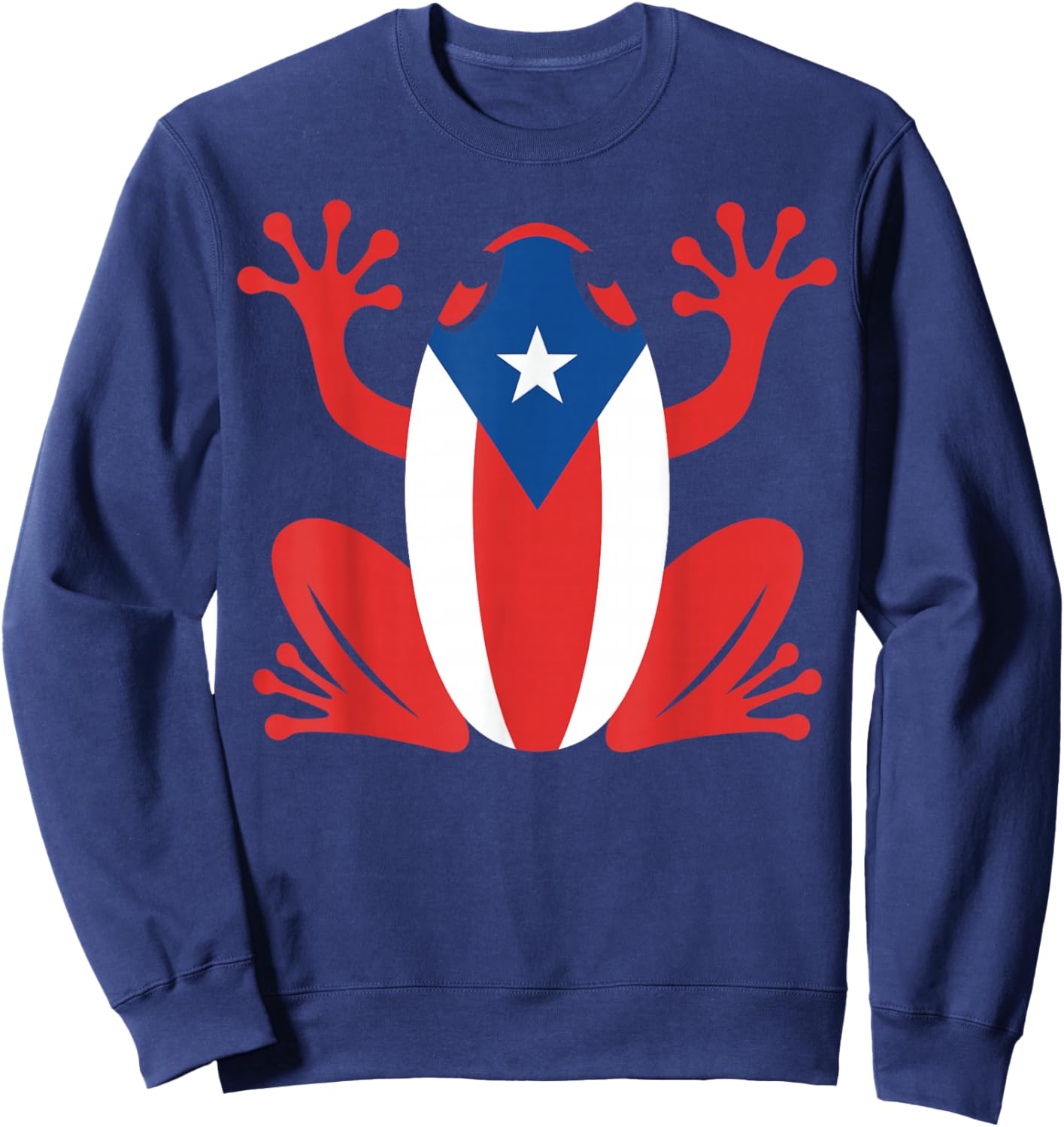 Puerto Rico Coqui Frog Flag Patriotic Boricua Design Sweatshirt - Sweatshirt | Navy