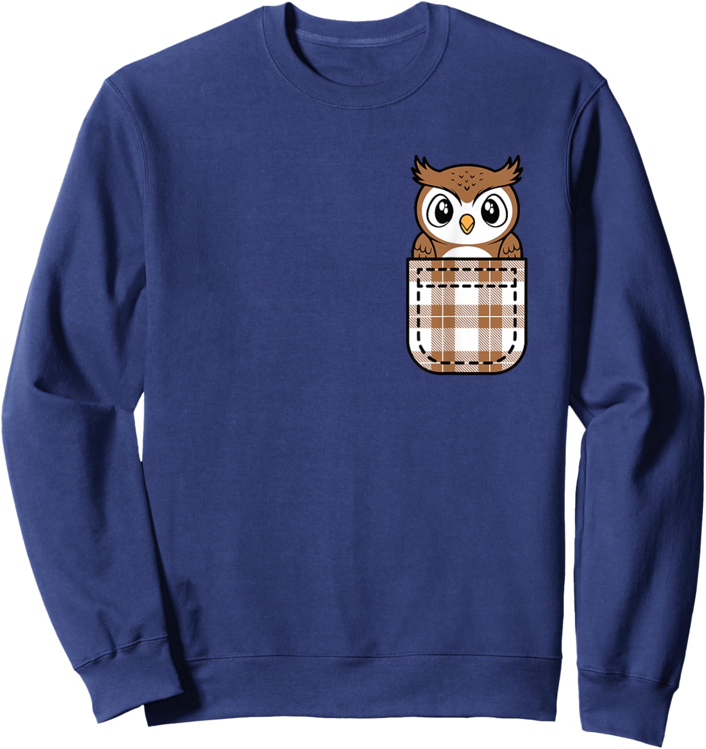 Funny Owl Pocket Owl Lover Men Women Kids Sweatshirt - Sweatshirt | Navy