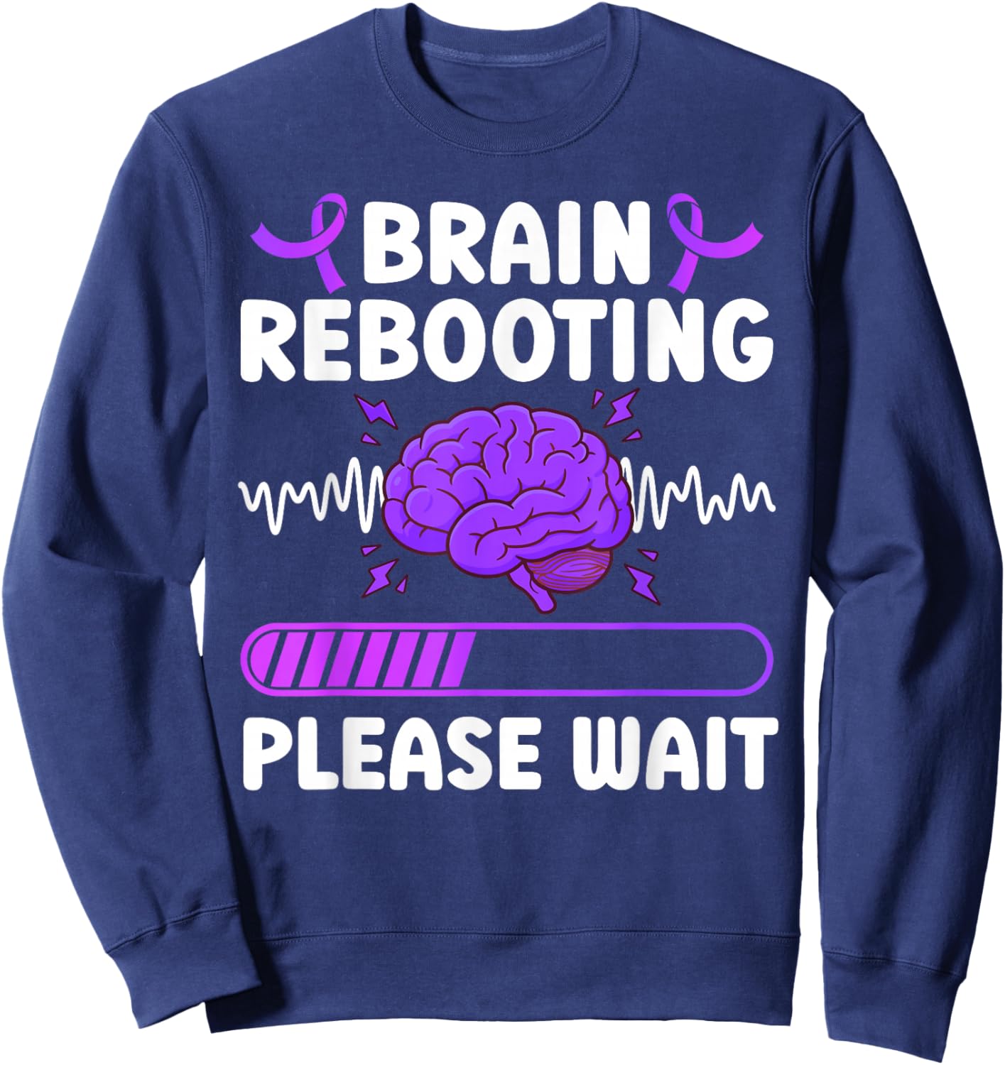 Brain Rebooting Epilepsy Awareness Month Epilepsy Warrior Sweatshirt - Sweatshirt | Navy