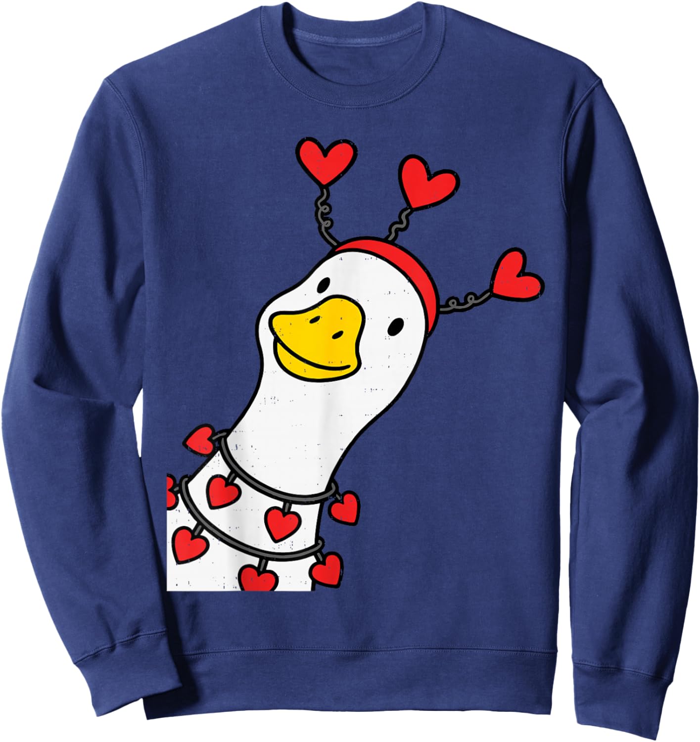 Cute Goose Valentines Day Duck Valentine Women Teen Girl Kid Sweatshirt - Sweatshirt | Navy