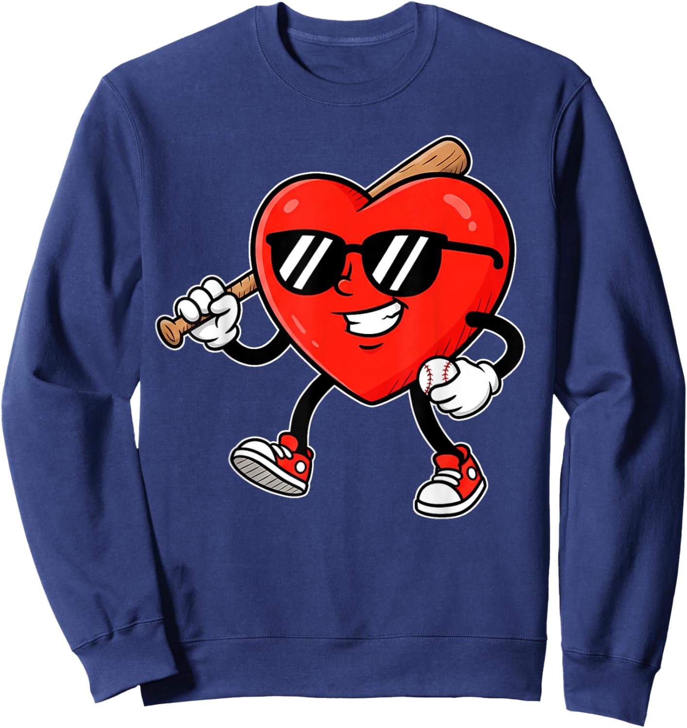 Boy Valentines Day Funny Heart Love Baseball Boys Men Kids Sweatshirt - Sweatshirt | Navy