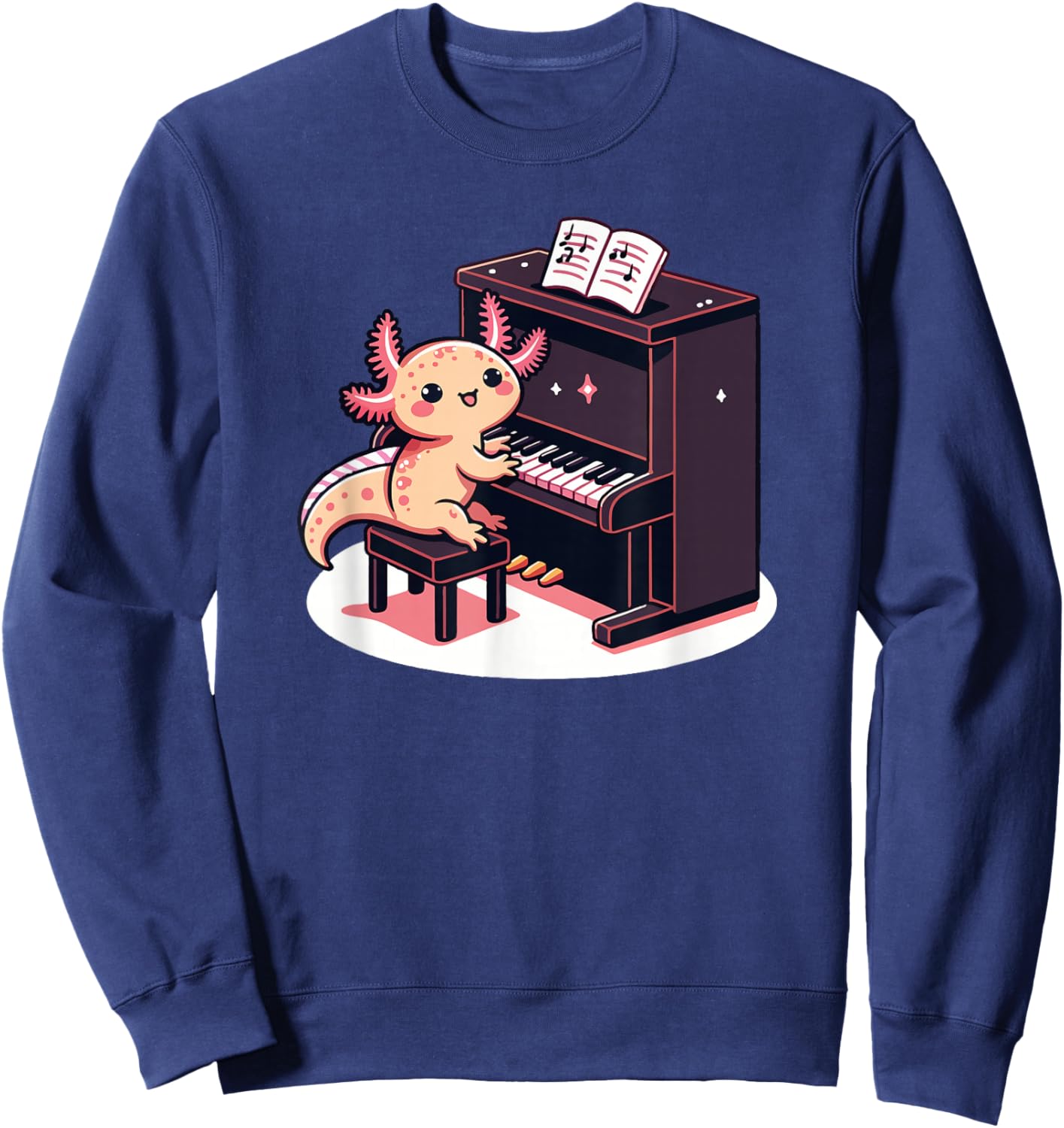 Cute Sea Creature Playing Piano Music Lover Art Sweatshirt - Sweatshirt | Navy