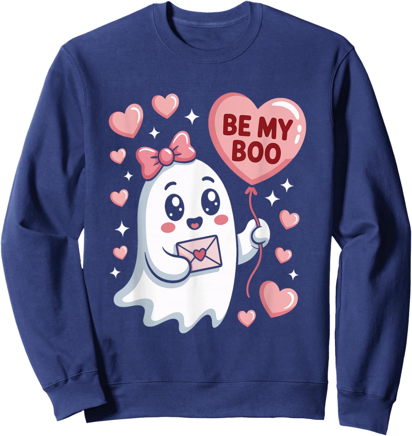 Be My Boo Cute Ghost Valentines Day Love Sweatshirt - Sweatshirt | Navy