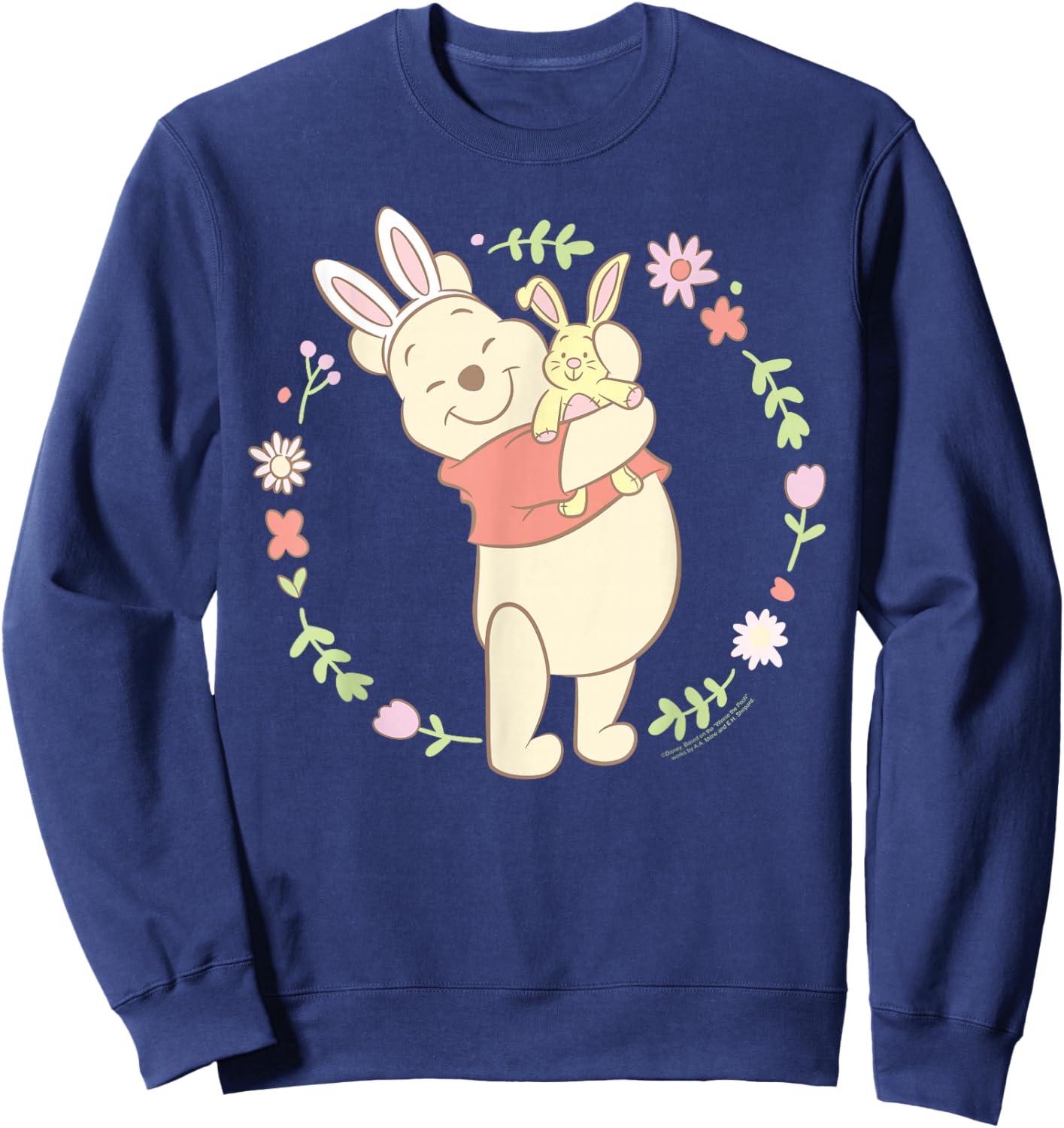 Disney Winnie The Pooh Easter Bunny Hug Pastel Spring Flower Sweatshirt - Sweatshirt | Navy
