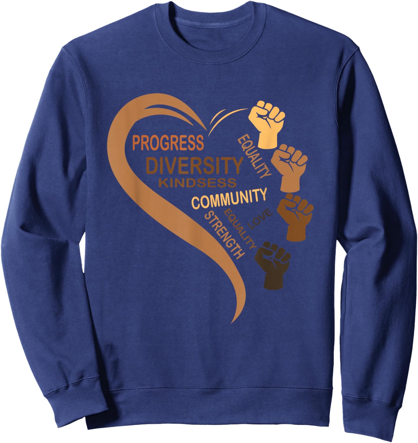 Black History Month Heart Blackity Love Melanin Afro Queen Sweatshirt - Sweatshirt | Navy