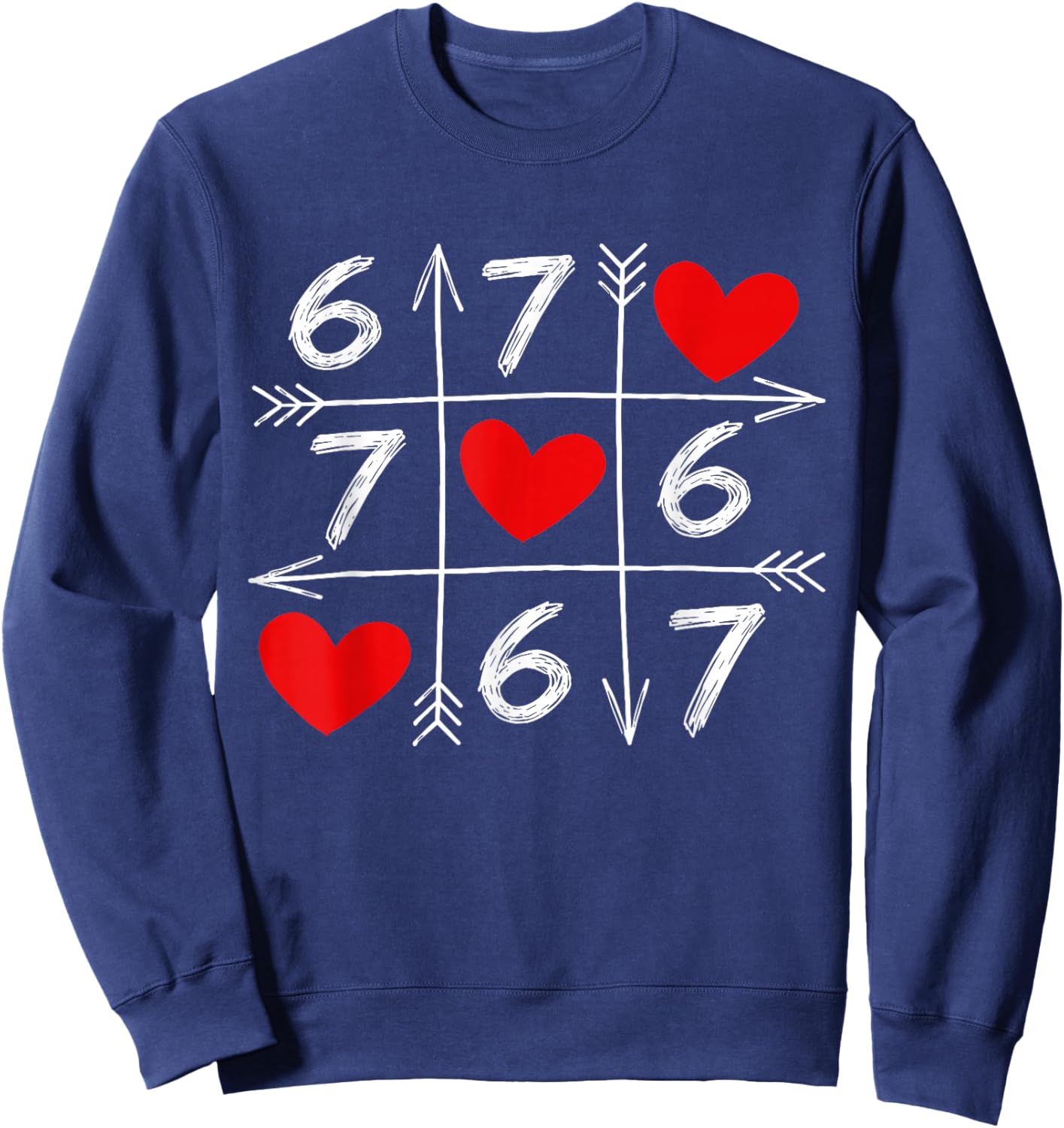 67 Six Seven Meme 6 7 Heart Valentine’s Day Teens Boys Girls Sweatshirt - Sweatshirt | Navy