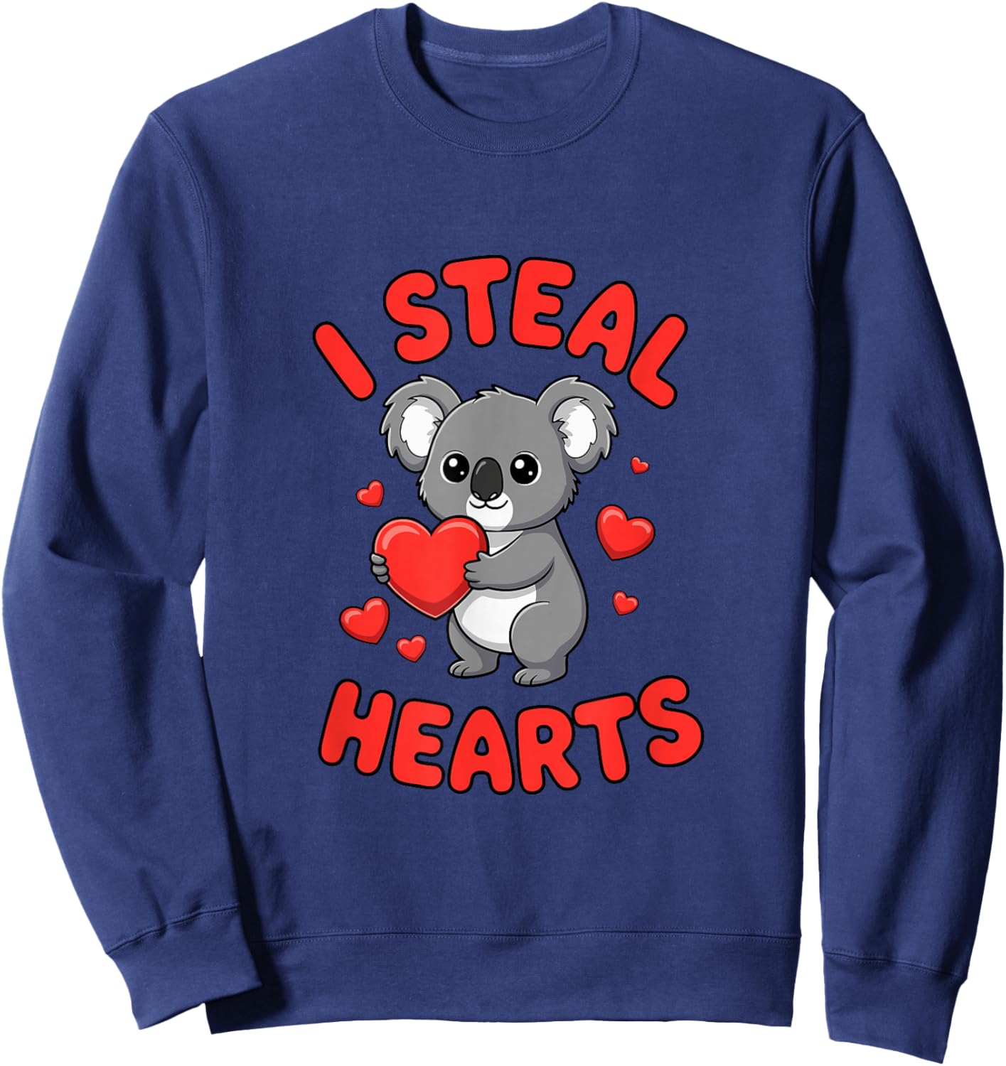 Valentine's Day Koala I Steal Hearts Love Sweatshirt - Sweatshirt | Navy