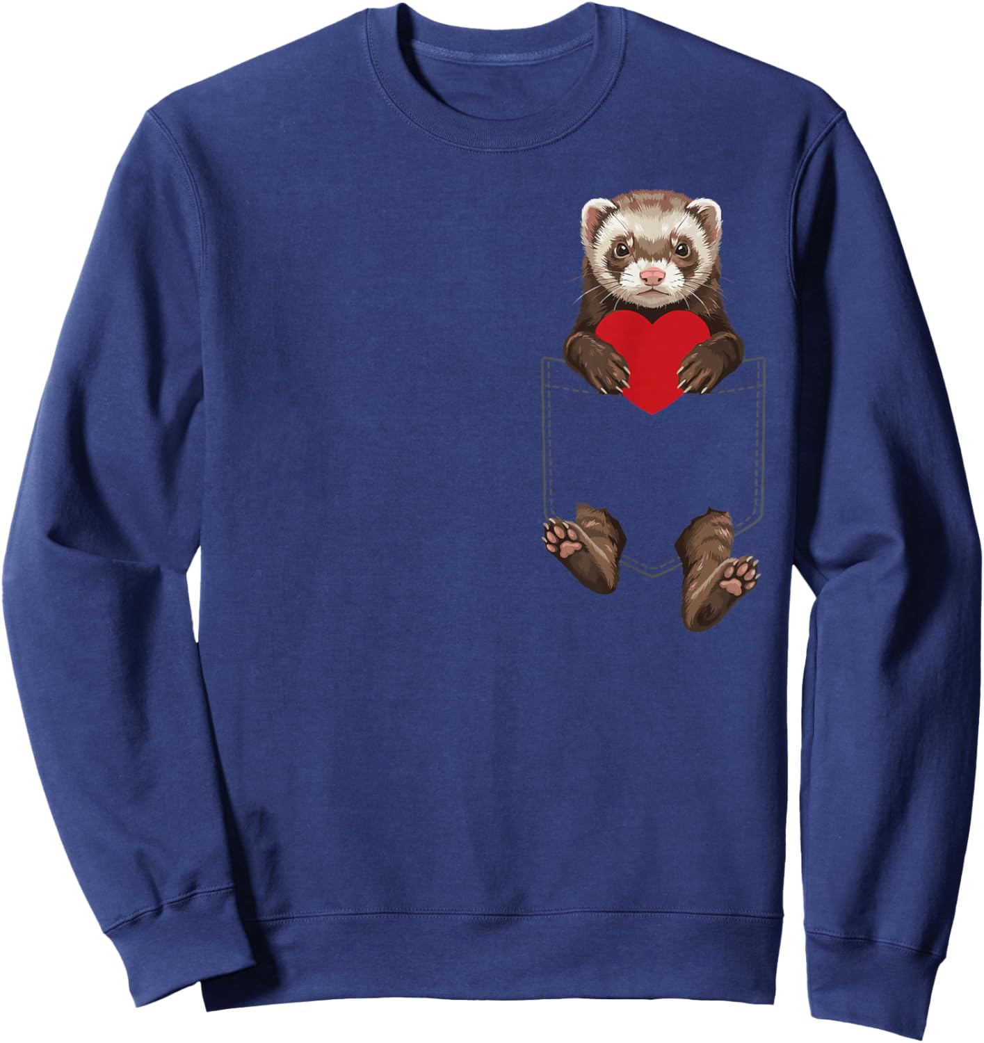 Ferret in Pocket Animal Lover Design Valentines Sweatshirt - Sweatshirt | Navy