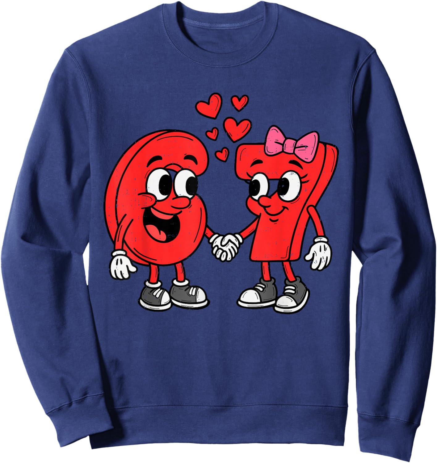 Cute Six Seven 6 7 Meme Valentines Day Girl Boy Teen Kids Sweatshirt - Sweatshirt | Navy