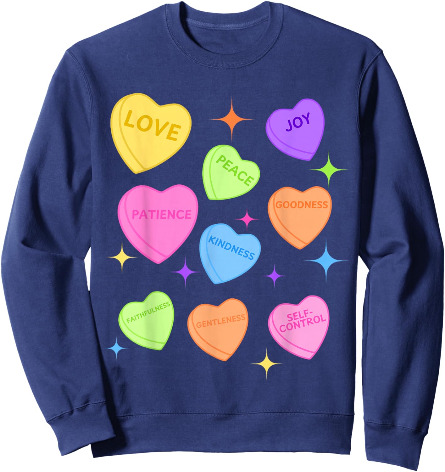 Fruits of Spirit Valentine Christian Valentine Hearts Sweatshirt - Sweatshirt | Navy