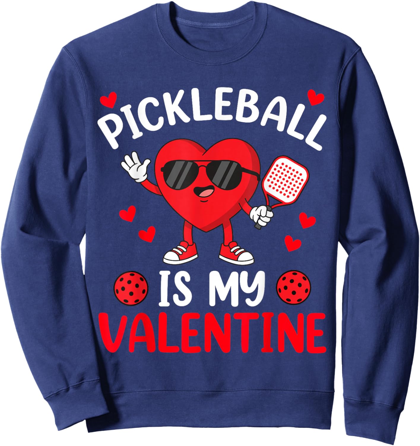 Women Pickleball Valentine Day Heart Love Girl Pickle Ball Sweatshirt - Sweatshirt | Navy