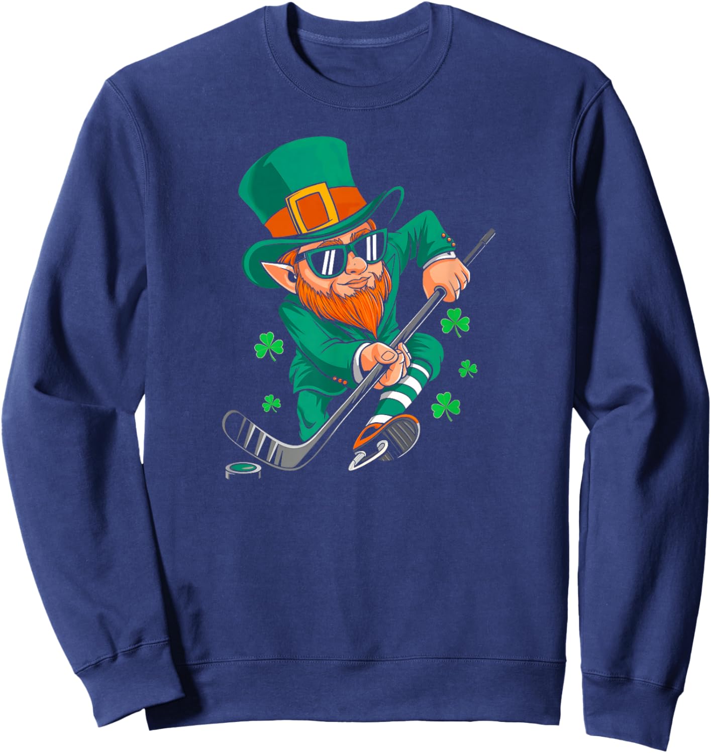 Leprechaun Ice Hockey St Patricks Day Irish Boys Men Kids Sweatshirt - Sweatshirt | Navy