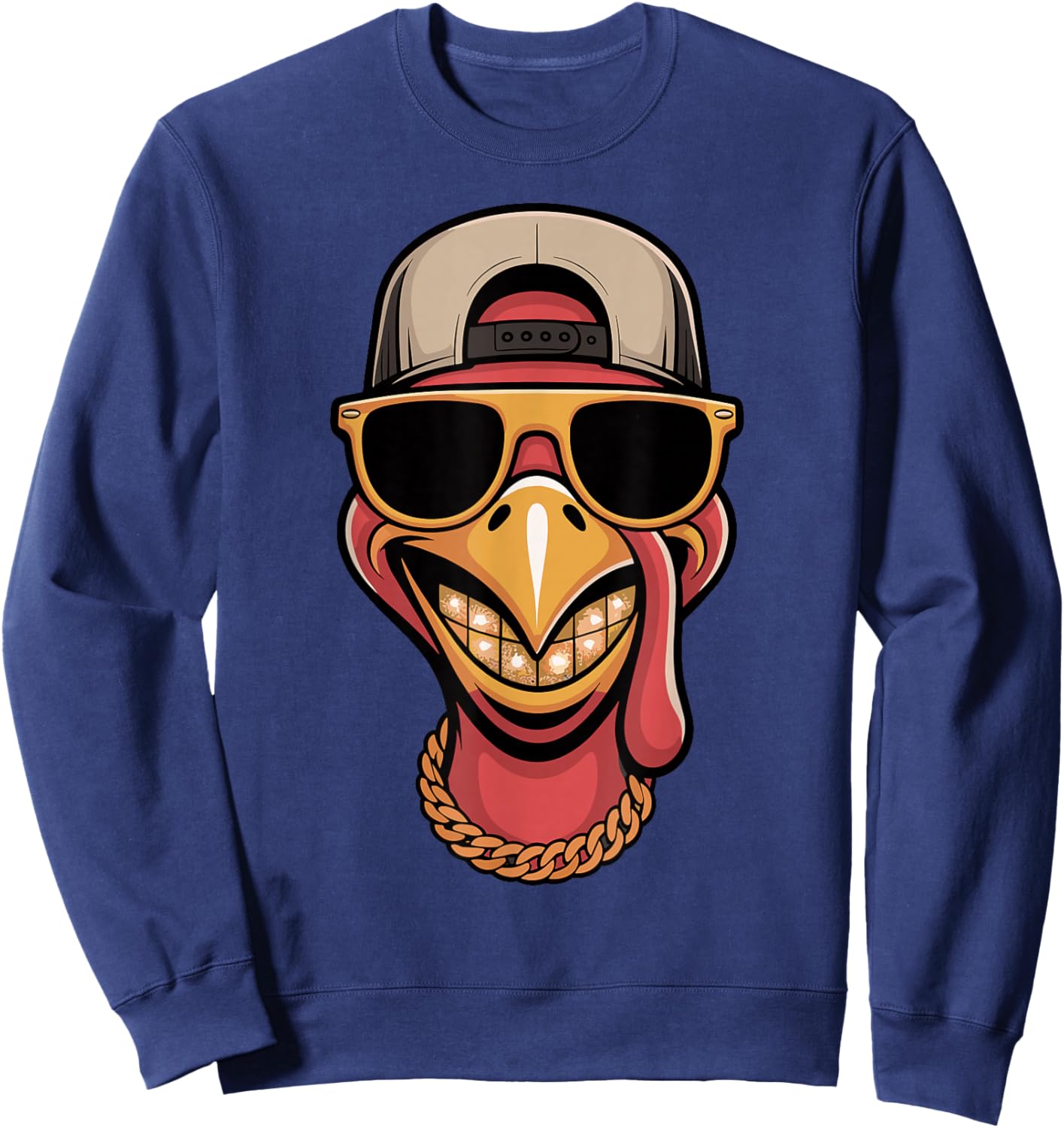 Cool Turkey Funny Thanksgiving Hip Hop Humor Sweatshirt - Sweatshirt | Navy