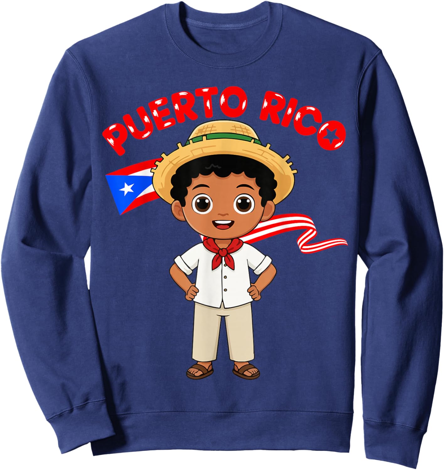 Puerto Rico Puerto Rican Boy Traditional Outfit Wear Flag Sweatshirt - Sweatshirt | Navy