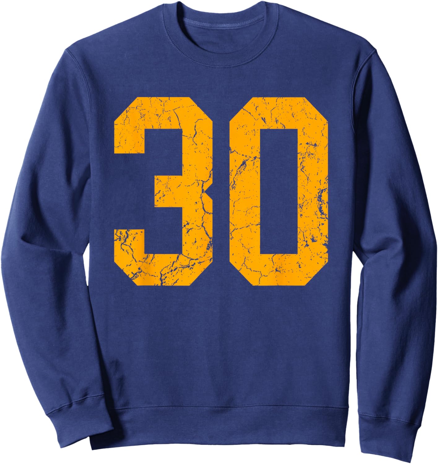 Distressed Orange Number 30 Jersey Player Uniform #30 Sweatshirt - Sweatshirt | Navy
