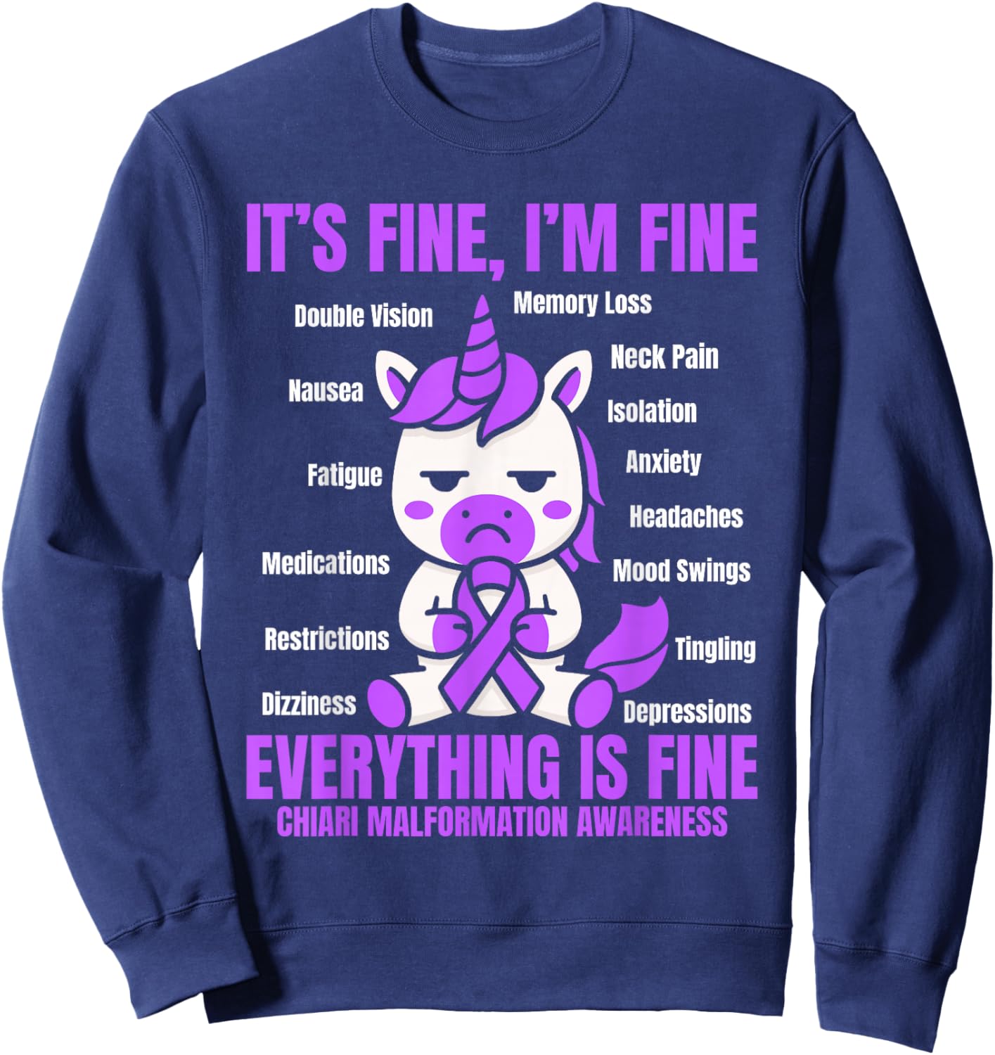Chiari Malformation Warrior Sweatshirt - Sweatshirt | Navy