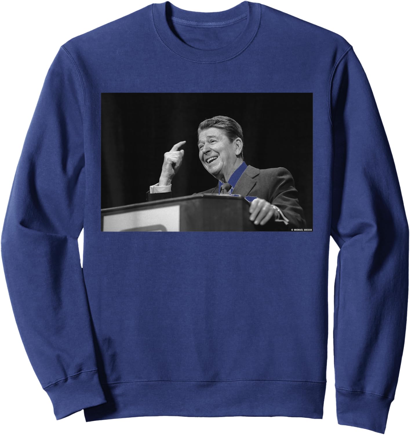 Ronald Reagan US President Birthday Speech by Michael Grecco Sweatshirt - Sweatshirt | Navy