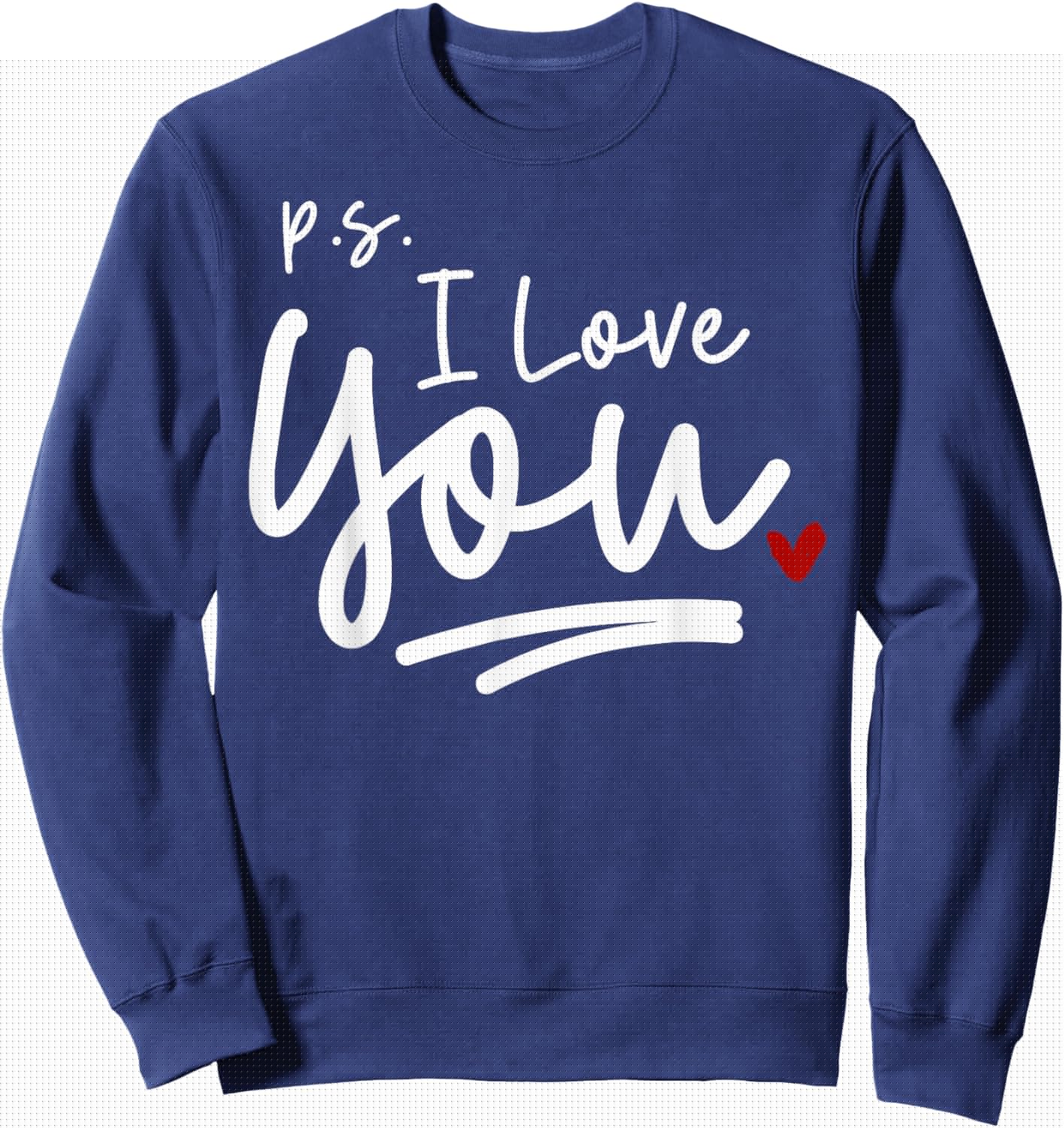 PS I Love You Day Valentine's Day Purple Heart Women Men Kid Sweatshirt - Sweatshirt | Navy