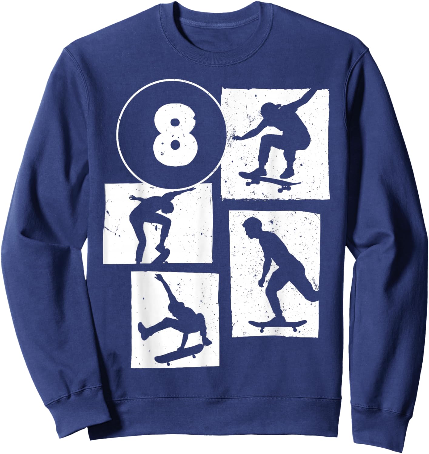 8th Birthday Skateboard Skateboarder Skater 8 Year Old Boy Sweatshirt - Sweatshirt | Navy