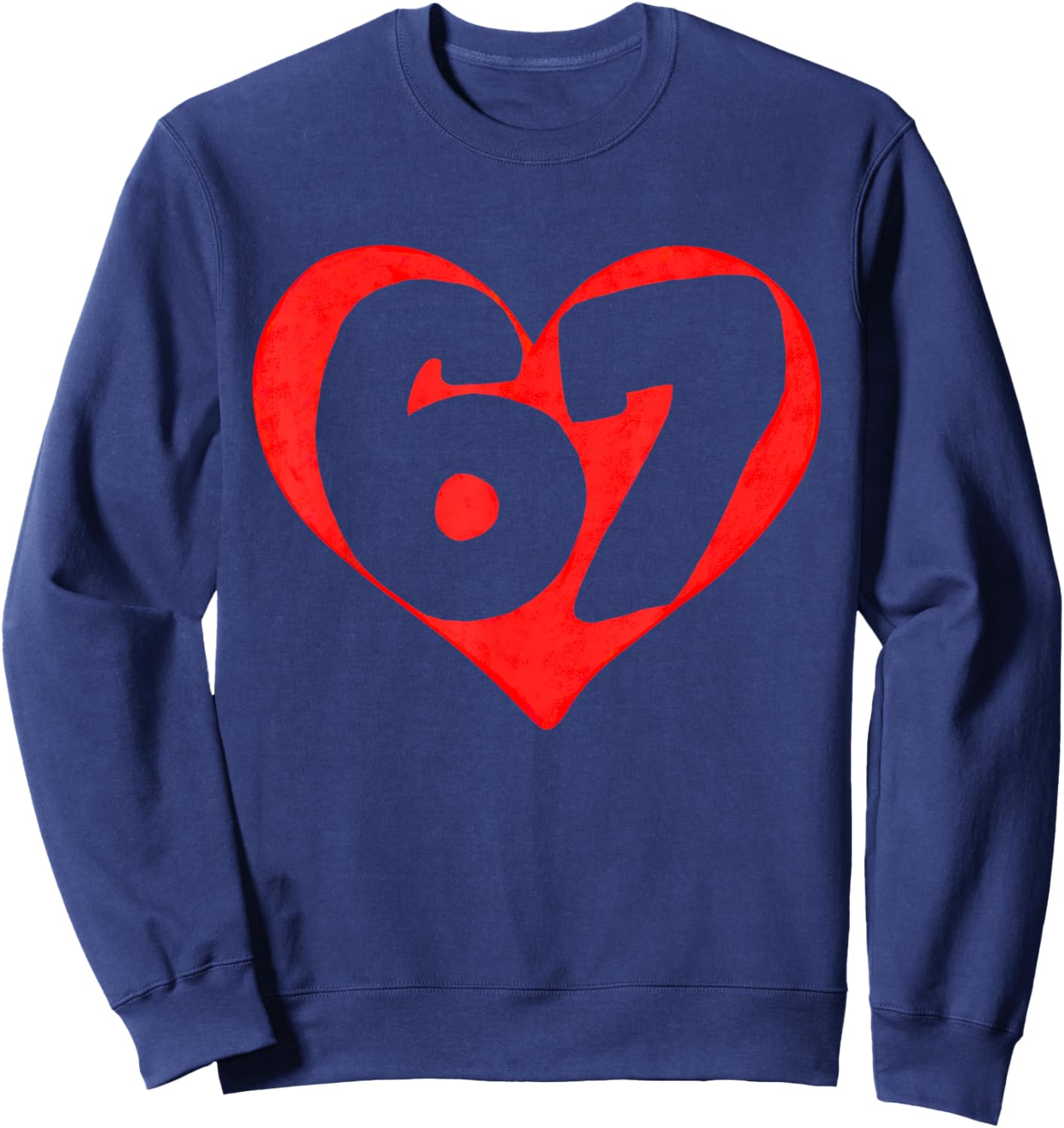 Funny Valentines Heart Silhouette 67 Six Seven Kids Teens Sweatshirt - Sweatshirt | Navy