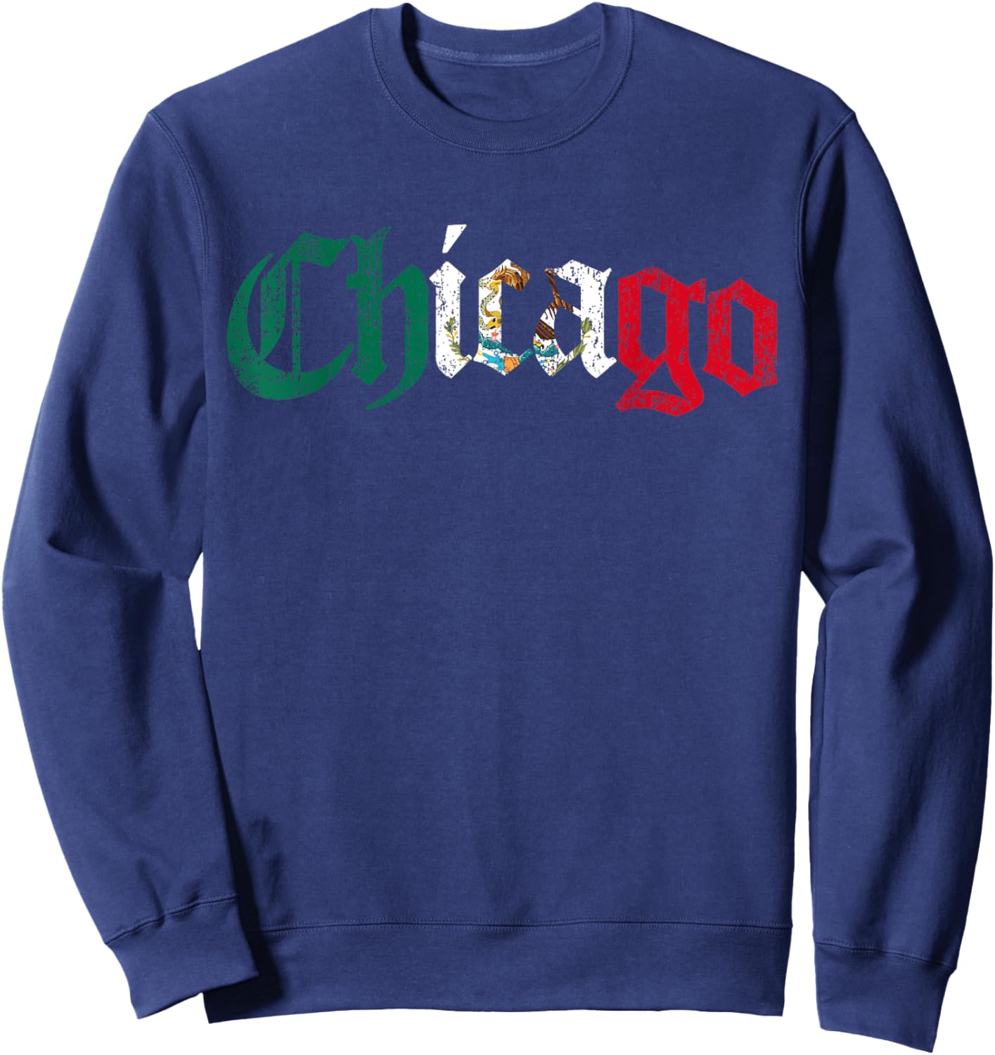 Vintage Chicago Mexican Flag Mexico Sweatshirt - Sweatshirt | Navy