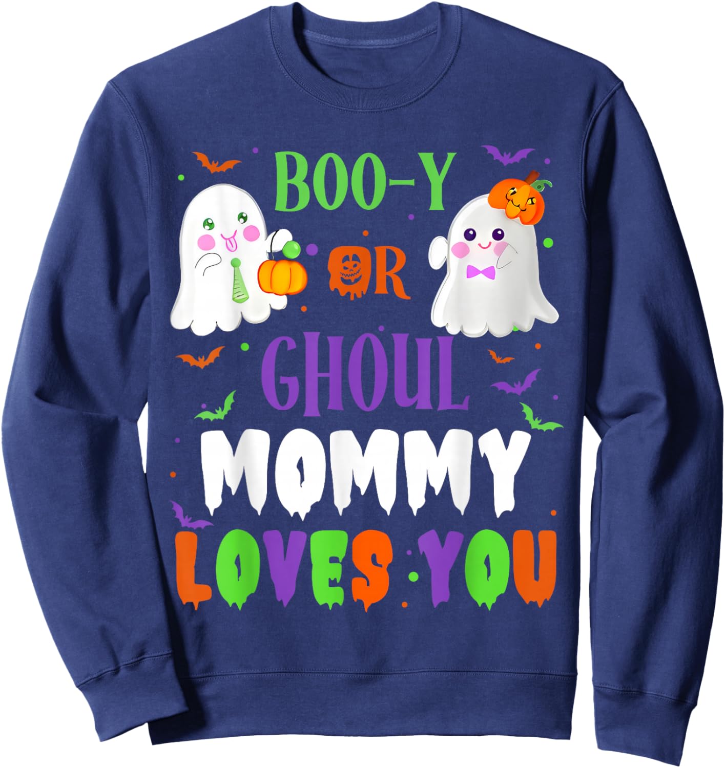 Boo-y Or Ghoul Mommy Loves You Boo Halloween Baby Gender Sweatshirt - Sweatshirt | Navy
