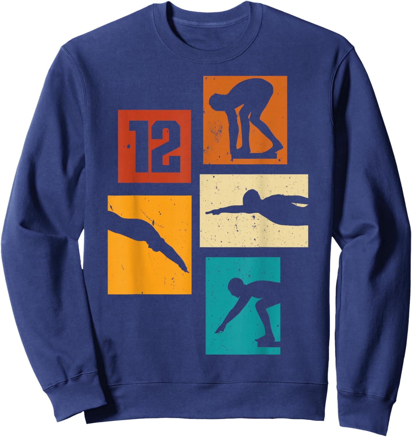 12th Birthday Swimmer Swimming 12 Year Old Boy Sweatshirt - Sweatshirt | Navy