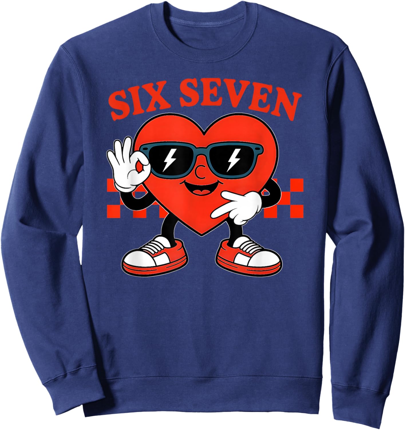 67 Shirt Boys Kids Funny Six Seven 6 7 Valentine Day 67 Meme Sweatshirt - Sweatshirt | Navy