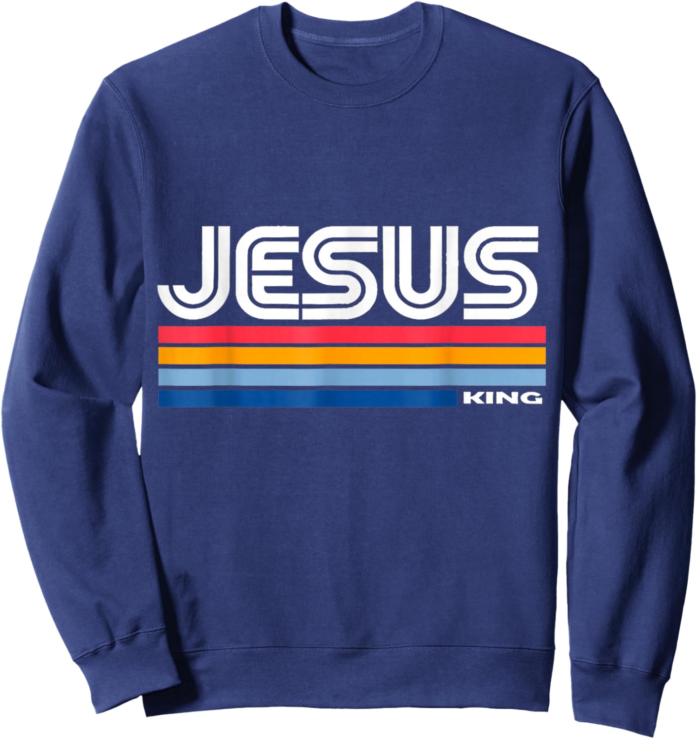 Jesus King Retro Vintage Design Sweatshirt - Sweatshirt | Navy