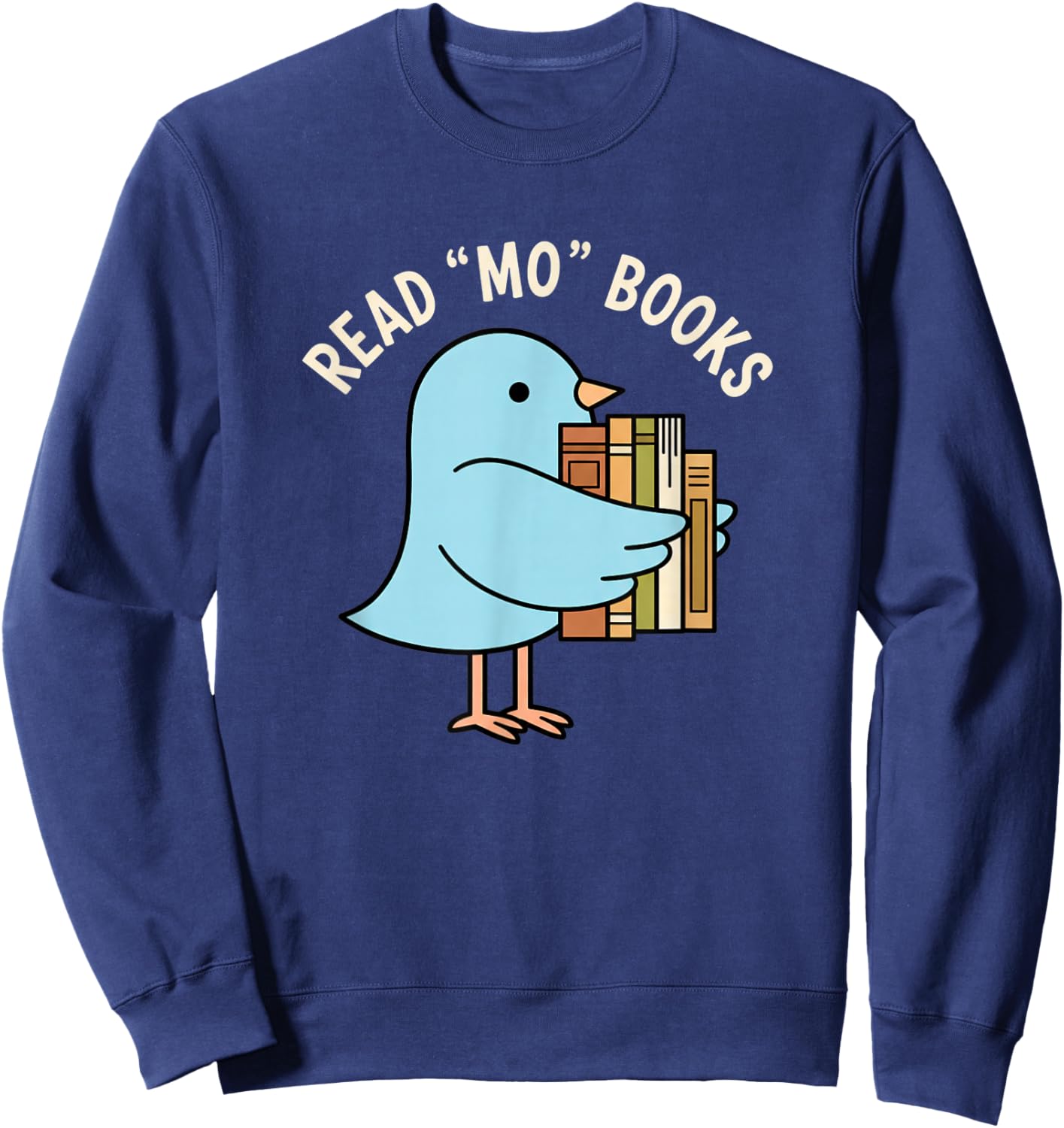 Read Mo Books Cute Bird Reading Kids Book Lover Sweatshirt - Sweatshirt | Navy