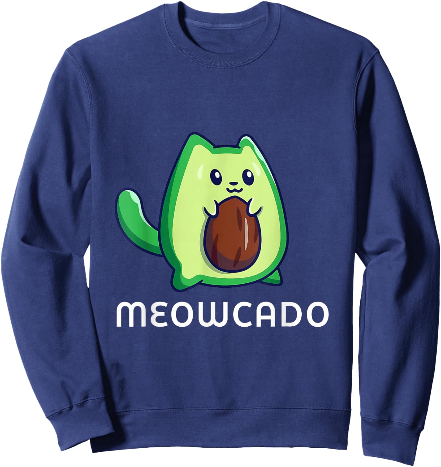 Meowcado Avocado Cat Funny Cute Kawaii Animal Meme Sweatshirt - Sweatshirt | Navy