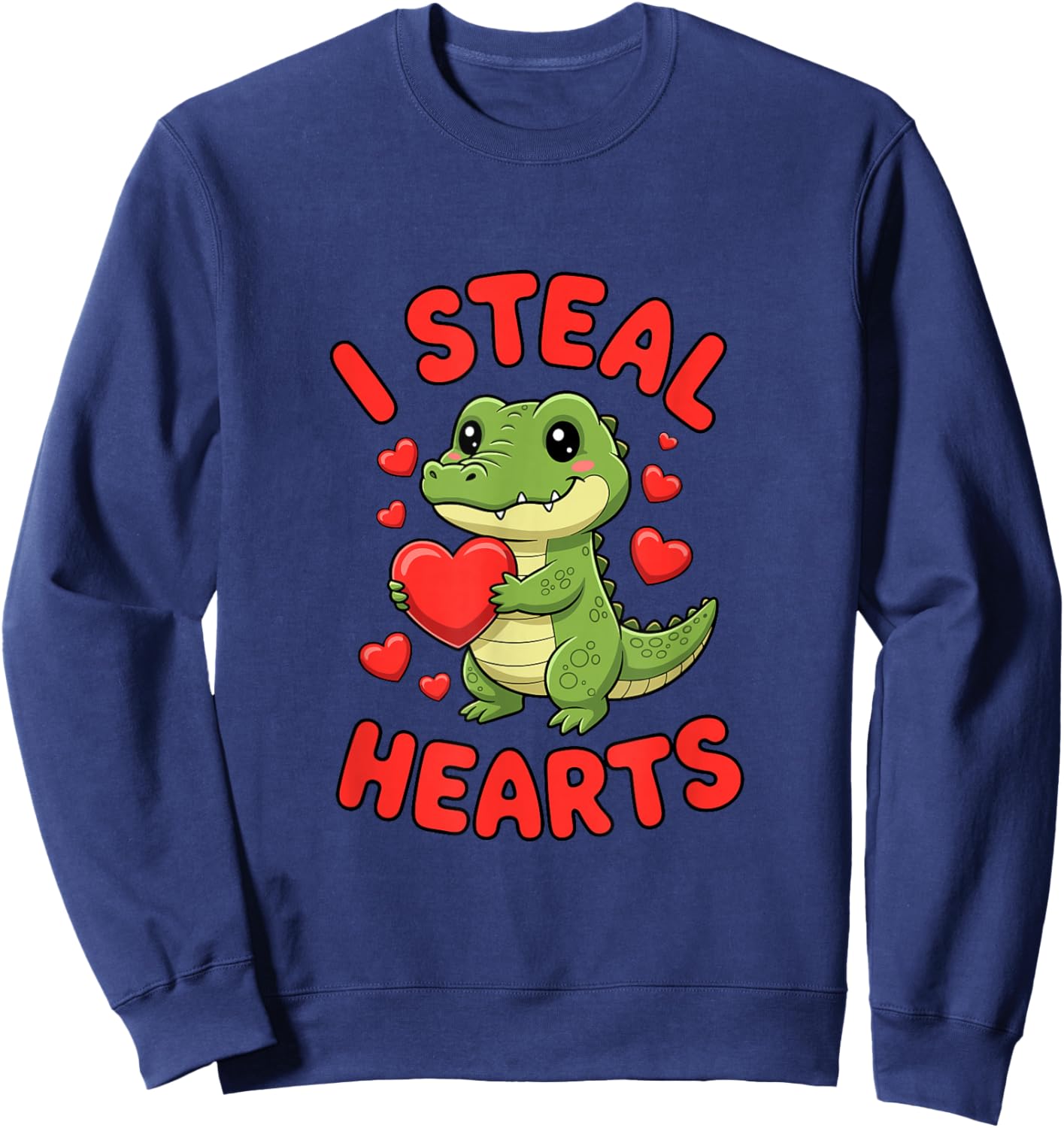 I Steal Hearts Valentine's Day Alligator Sweatshirt - Sweatshirt | Navy